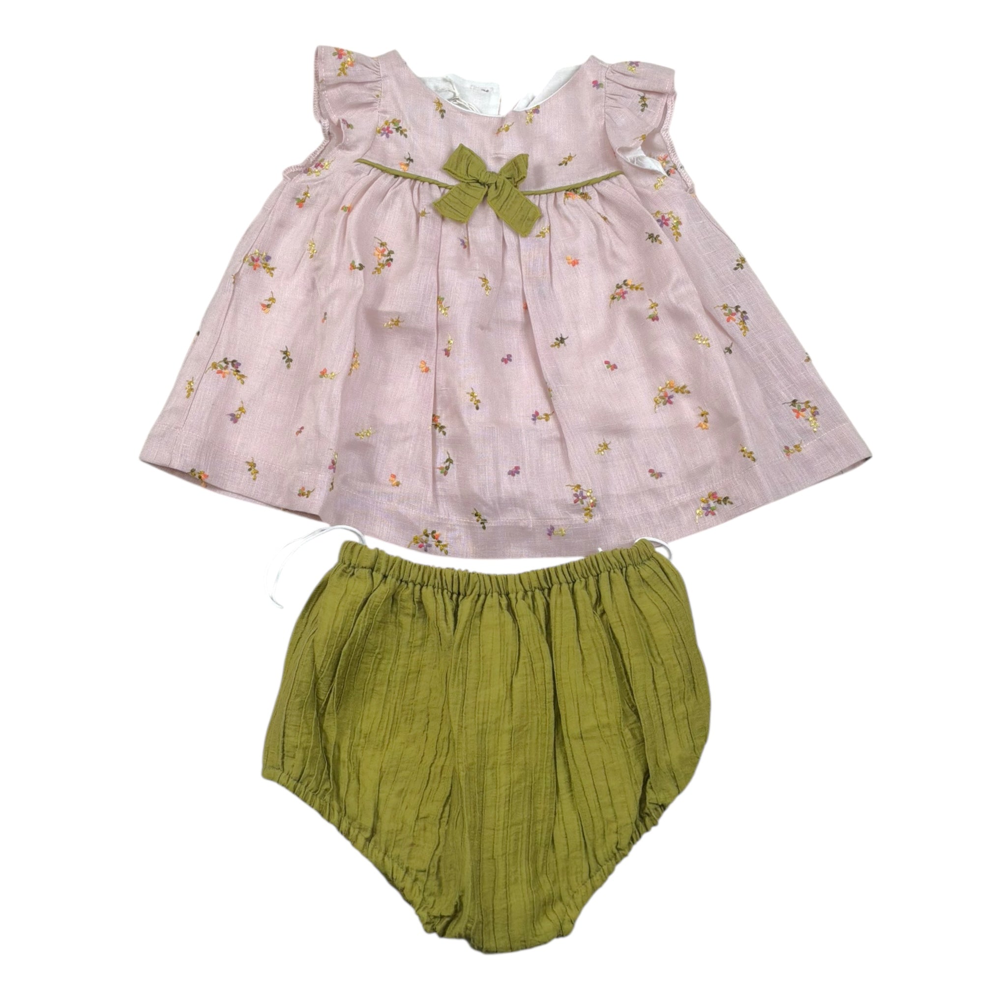 La Stupenderia Completo 2 Pezzi Camicia-Coulotte Bicolore per Neonata TBCT52 ROSA/VERDE LA STUPENDERIA 
