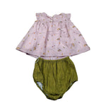 La Stupenderia Completo 2 Pezzi Camicia-Coulotte Bicolore per Neonata TBCT52 ROSA/VERDE LA STUPENDERIA 