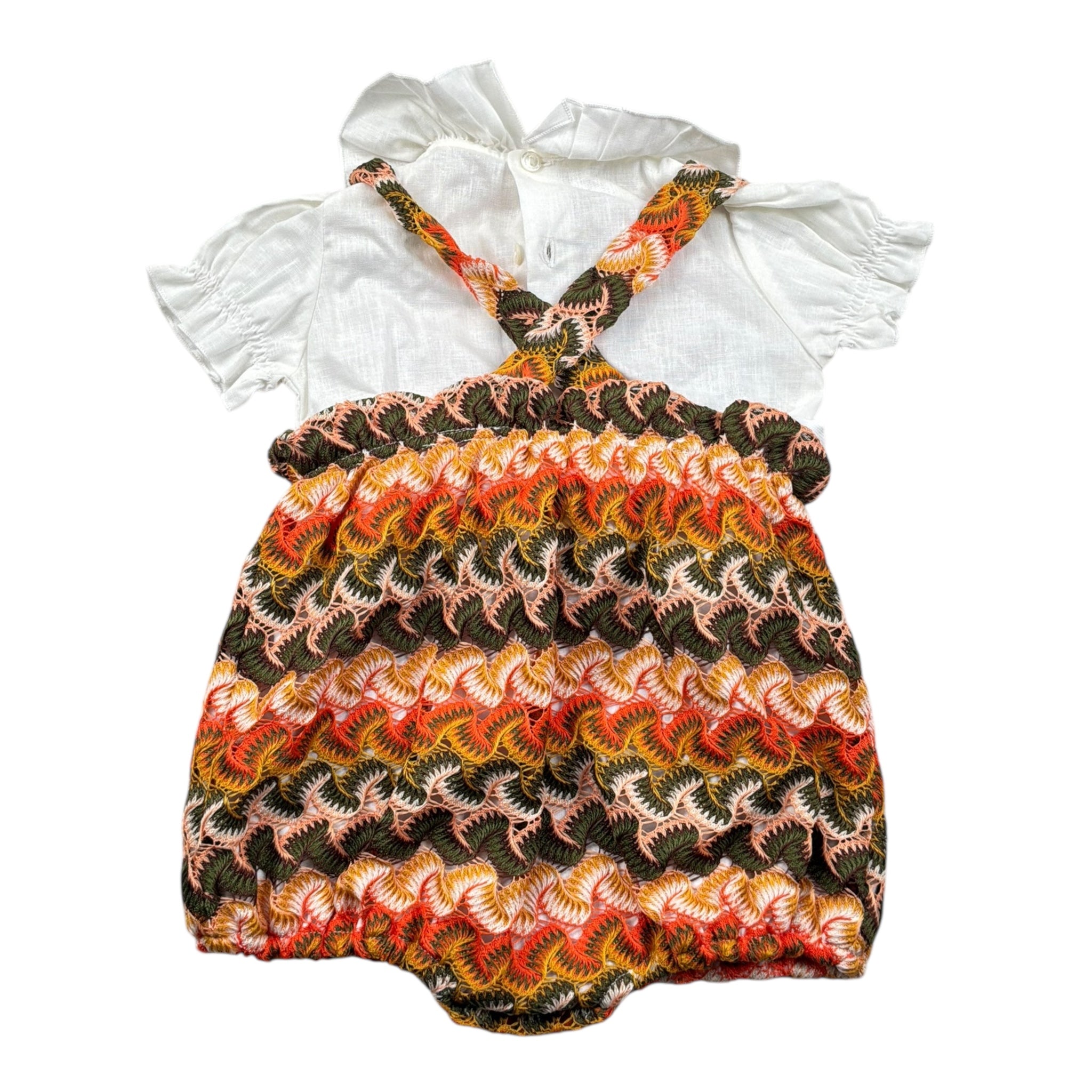 La Stupenderia Completo 2 Pezzi Body-Salopette Bicolore per Neonata TBCT58 BIANCO LA STUPENDERIA 