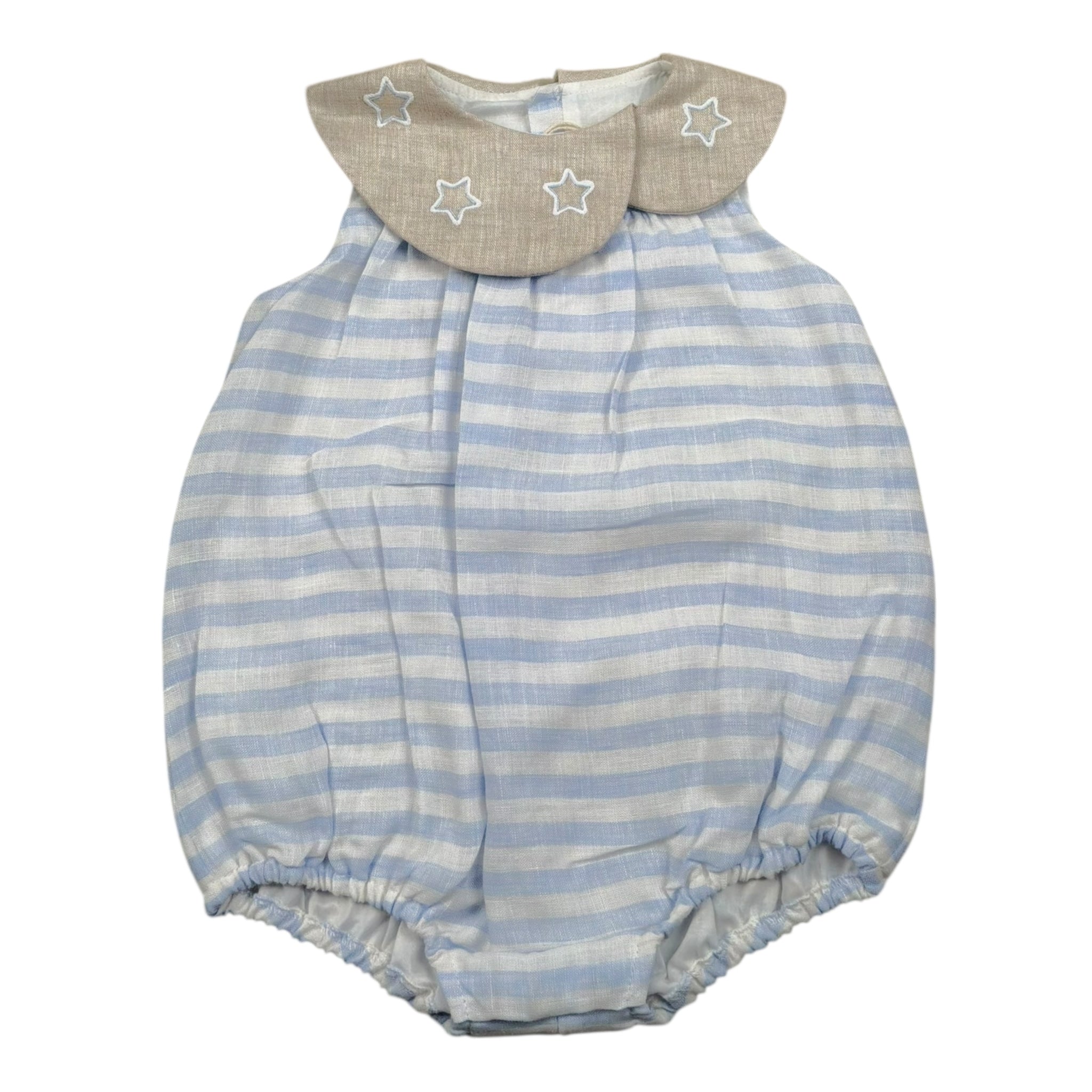 La Stupenderia Pagliaccetto Bicolore con Colletto E Fantasia A Righe per Neonata TBPG500 BIANCO/AZZURRO LA STUPENDERIA 
