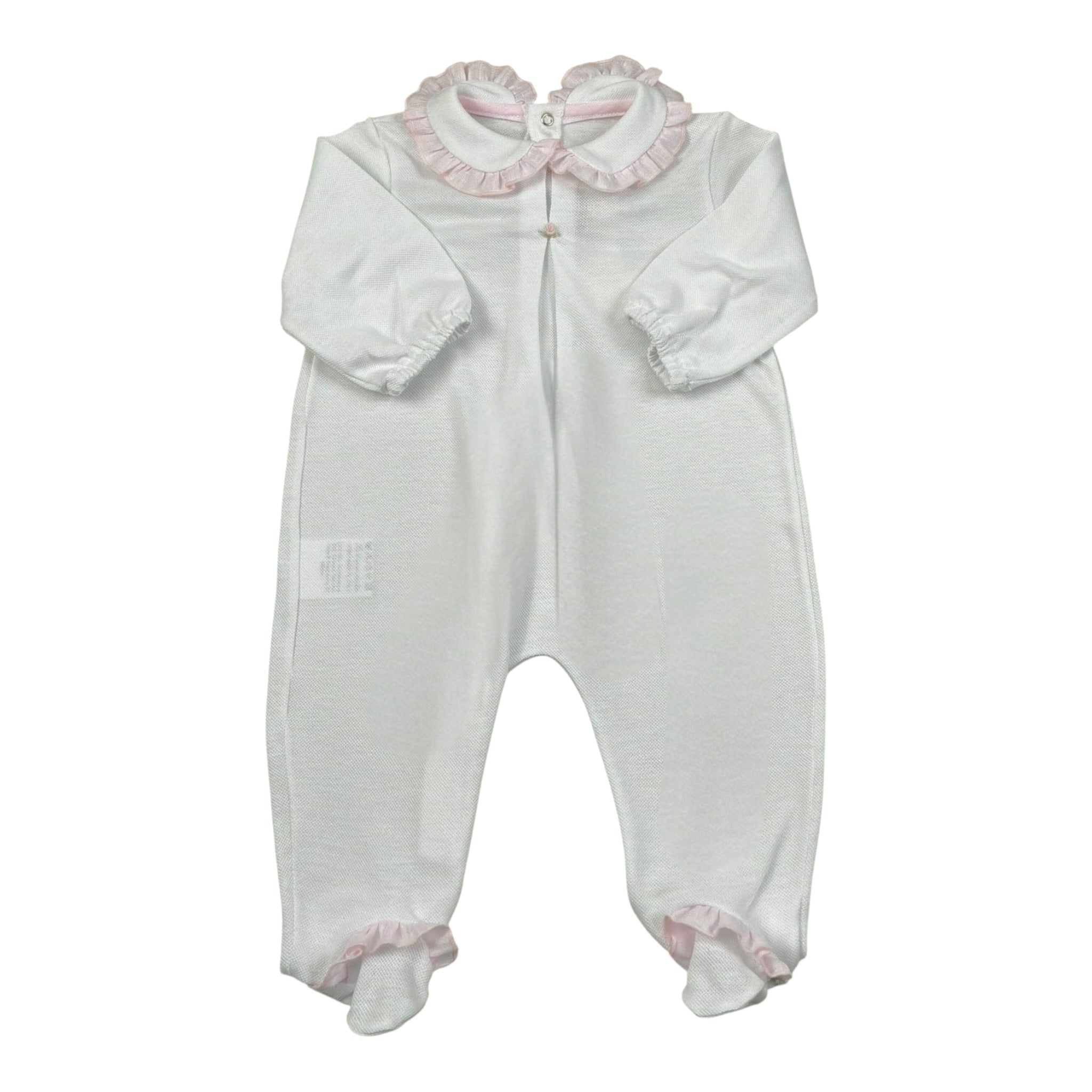 La Stupenderia Tutina tinta unita con Colletto Bainco per Neonata TBTT54 BIANCO LA STUPENDERIA 