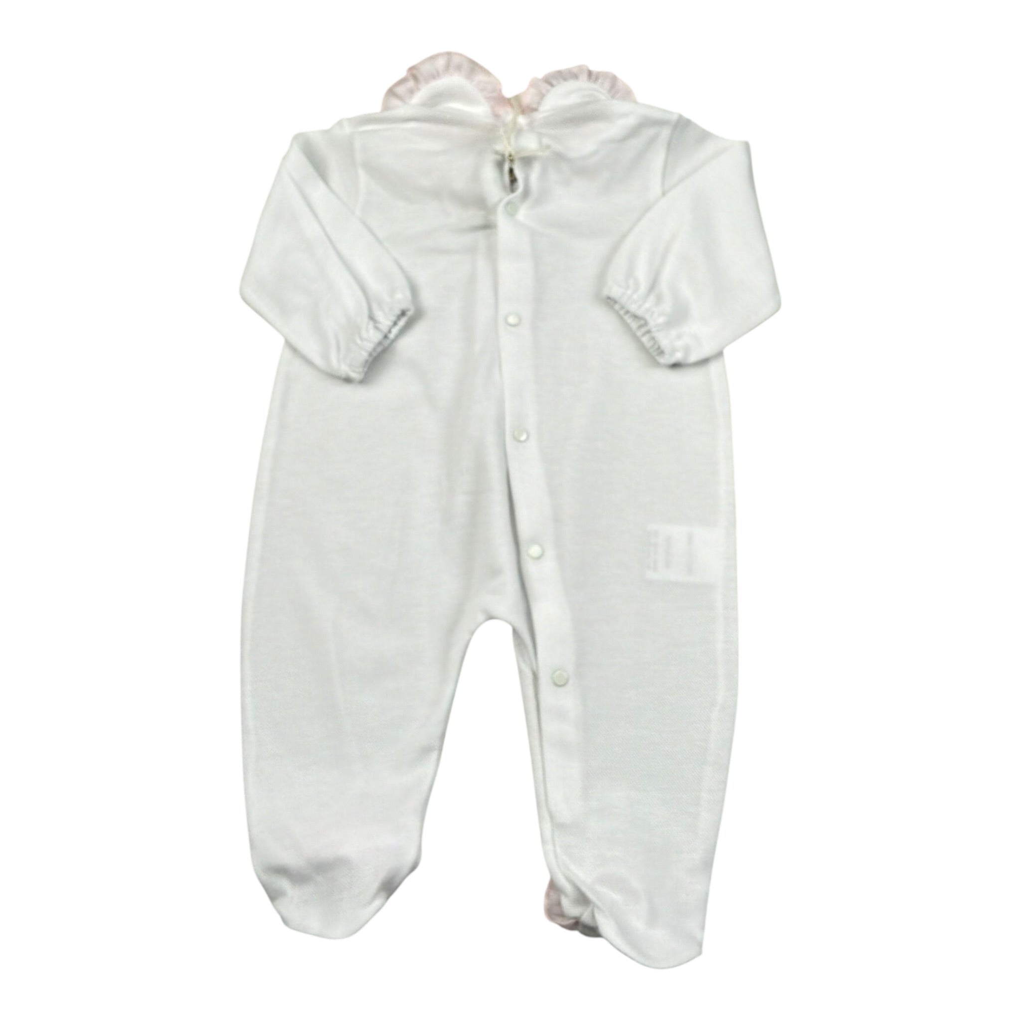 La Stupenderia Tutina tinta unita con Colletto Bainco per Neonata TBTT54 BIANCO LA STUPENDERIA 