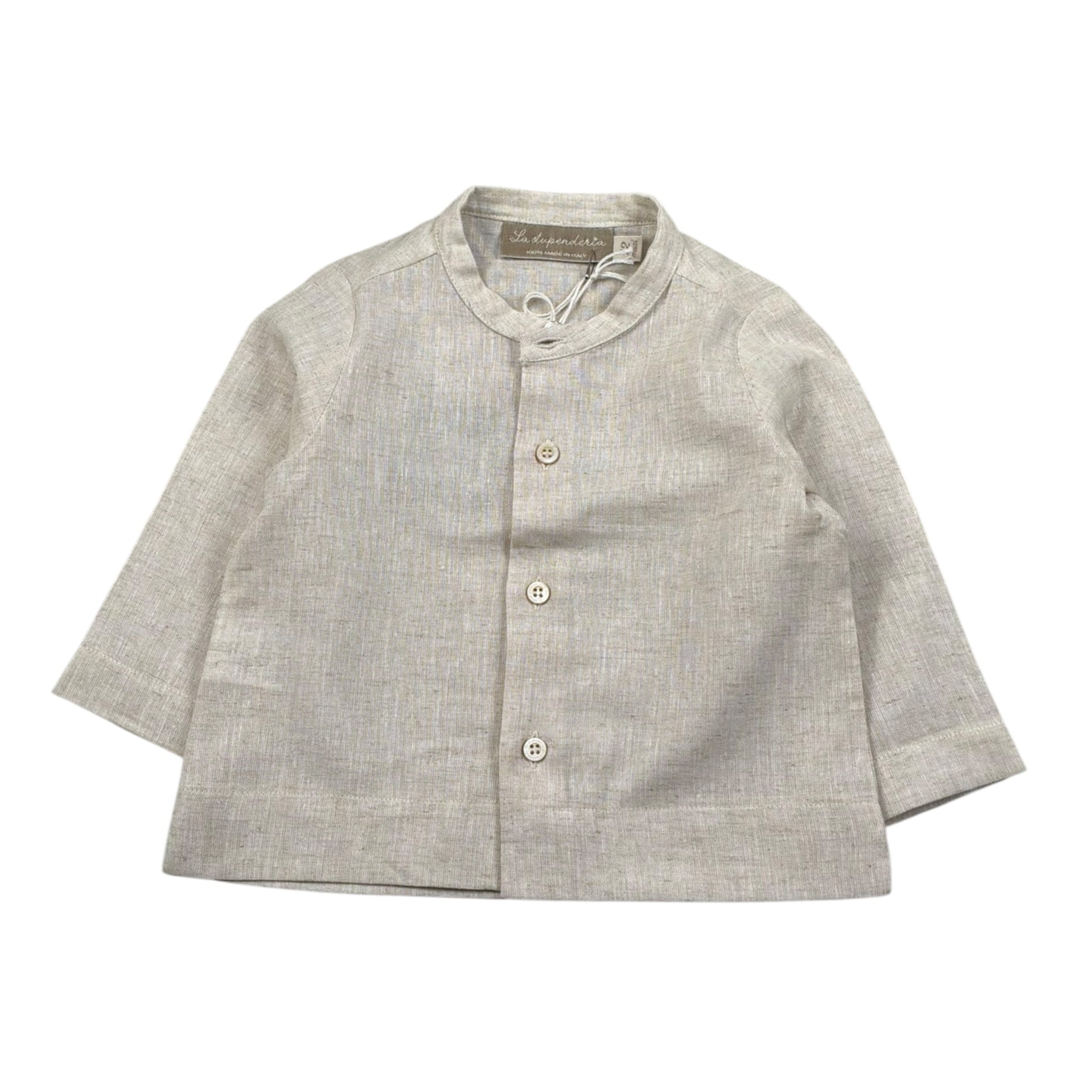 La Stupenderia Camicia tinta unita con Collo Coreano Beige per Neonato TCCM73 BEIGE LA STUPENDERIA 