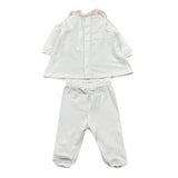 Lalalu' Completo 2 Pezzi Shirt-Ghettina Tinta Unita con Stampa per Neonata CPL017P BIANCO LALALU' 