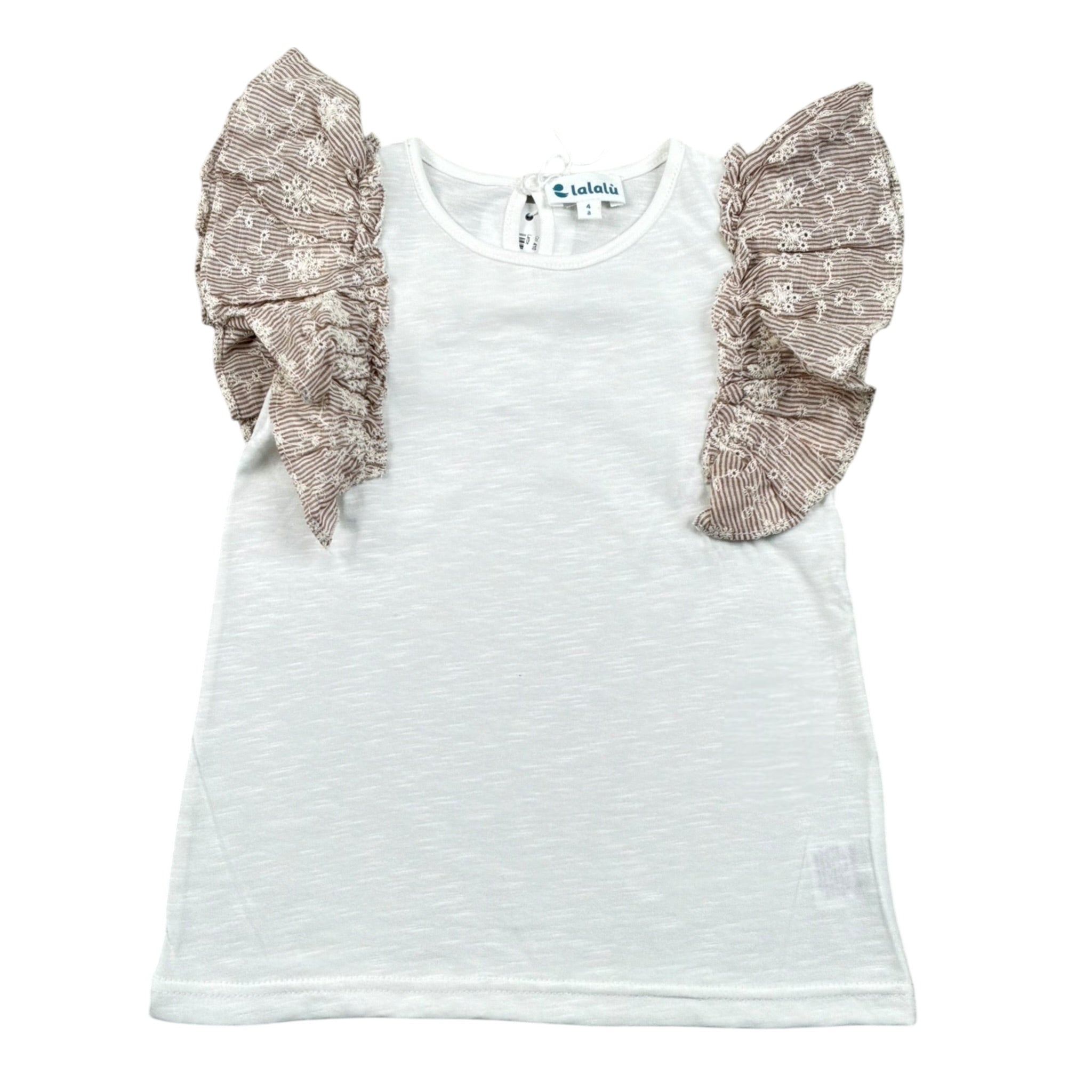 Lalalu' T-Shirt tinta unita con Balze Bianco per Bambina TSL70PB BIANCO LALALU' 