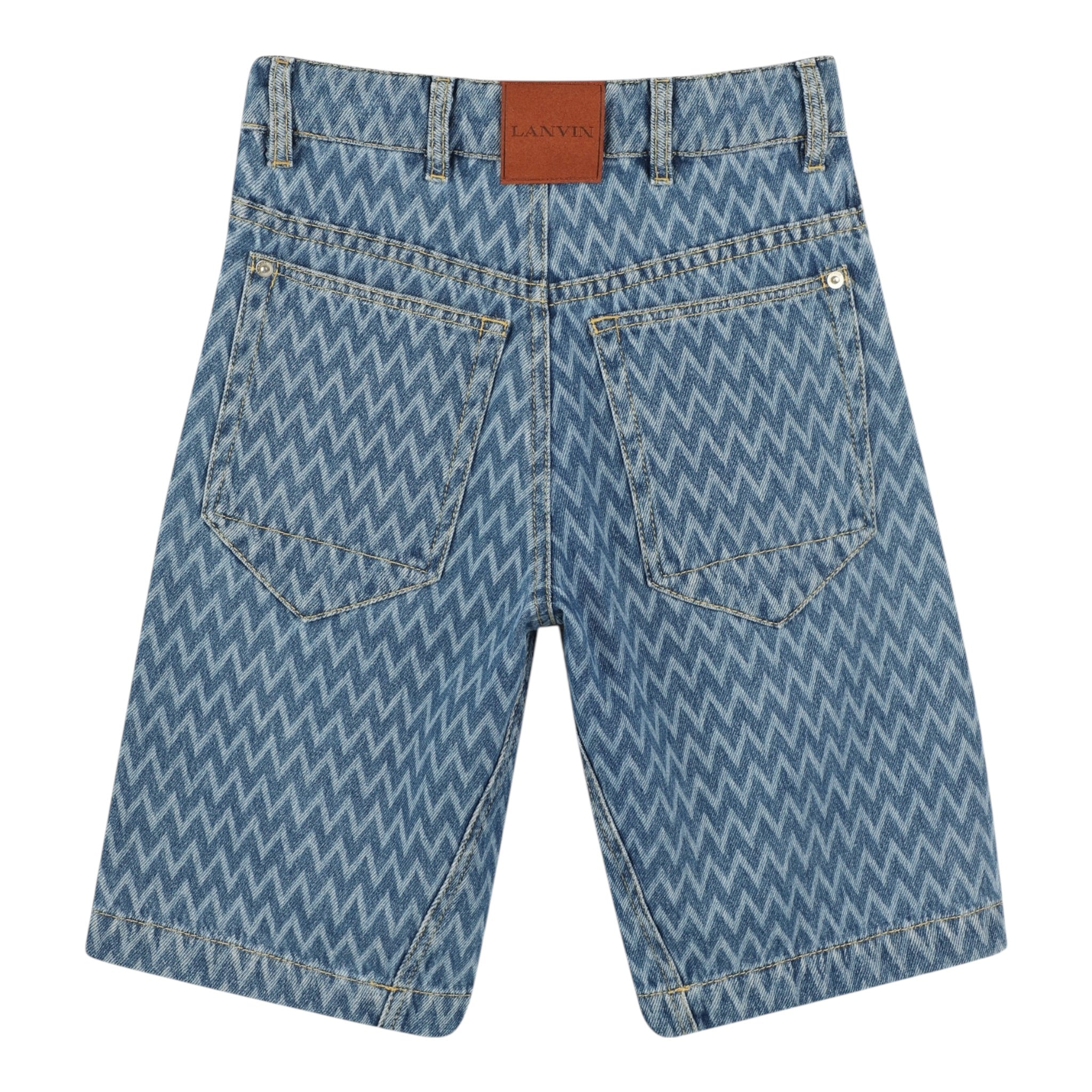 Lanvin Bermuda In Denim Tinta Unita con Girovita Regolabile per Bambino N30220 BLU LANVIN 