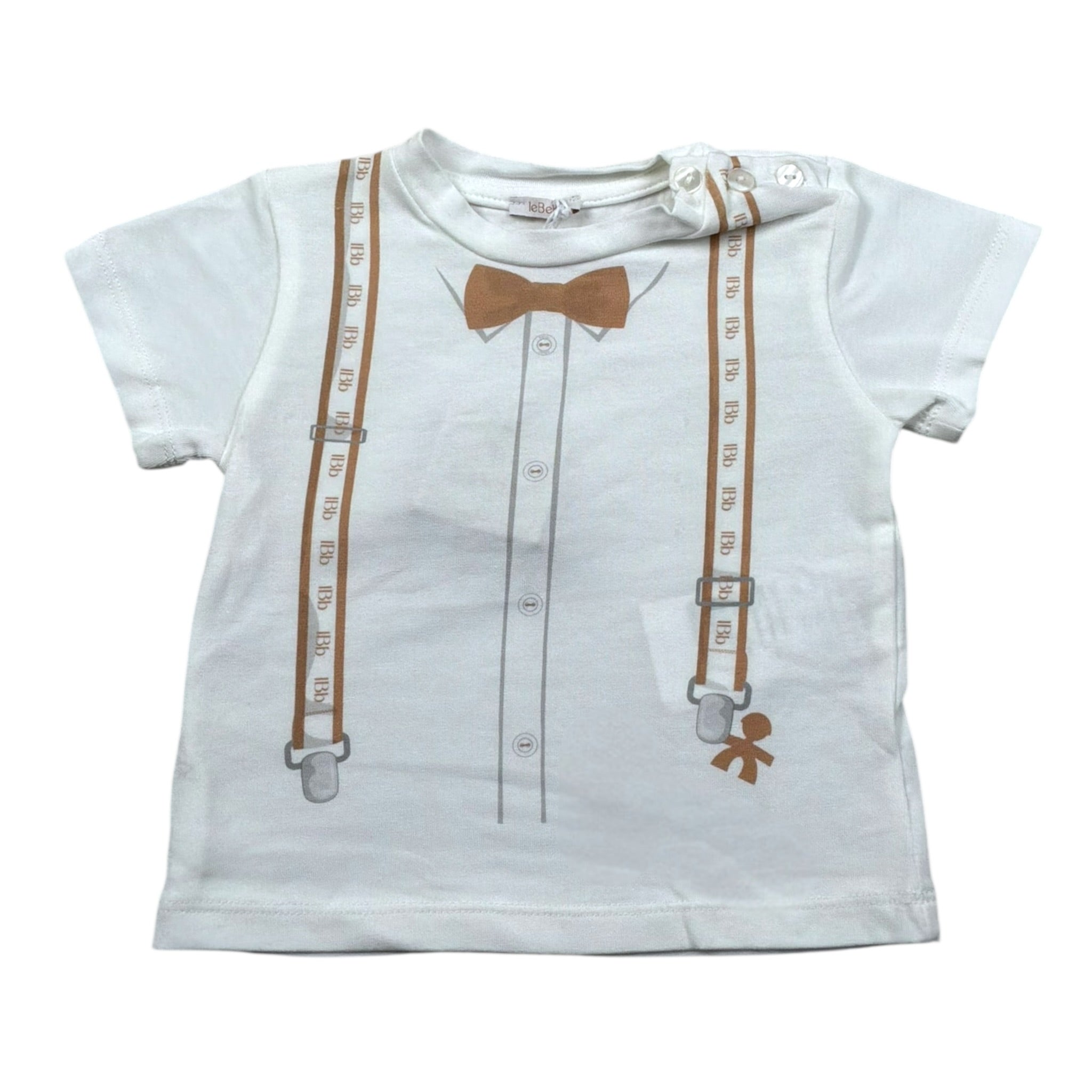 Le Bebe T-Shirt Girocollo Tinta Unita con Stampa per Neonato LBB5012 PANNA LE BEBE 