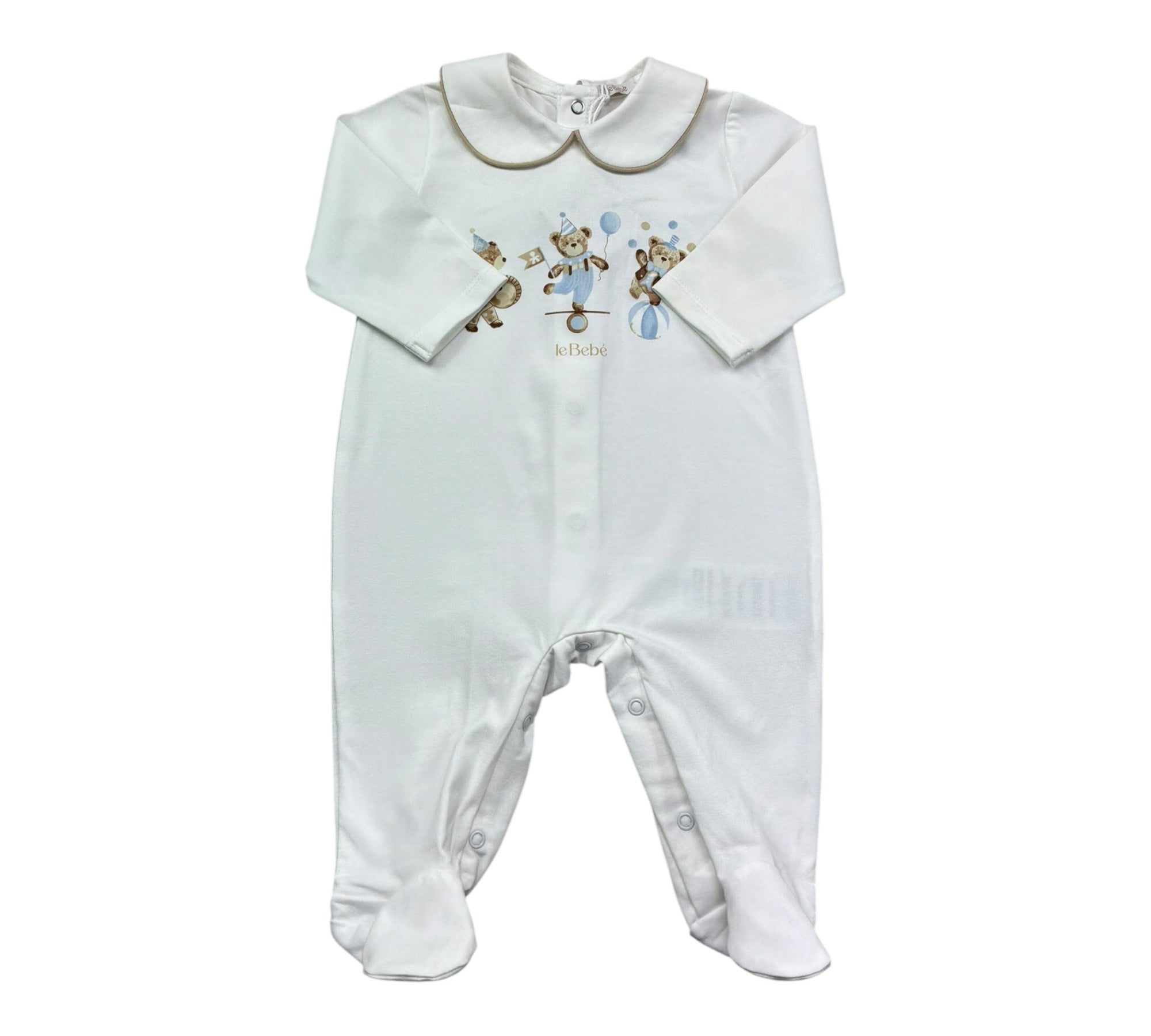 Le Bebe Tutina Manica Lunga Tinta Unita con Stampa per Neonato LBB5271 BIANCO LE BEBE 