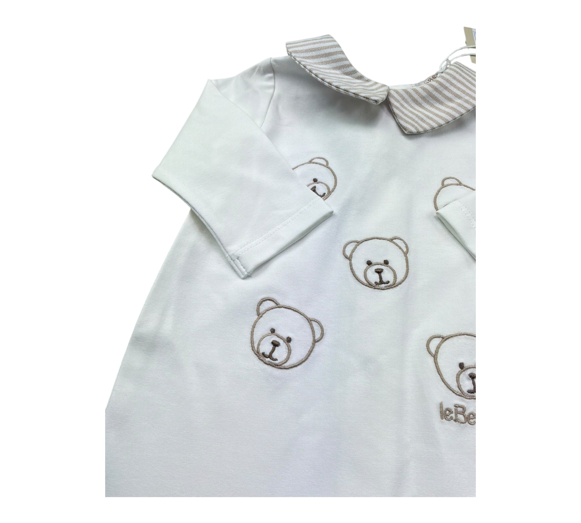Le Bebe Tutina Manica Lunga Tinta Unita con Ricami per Neonato LBB5277 BIANCO LE BEBE 