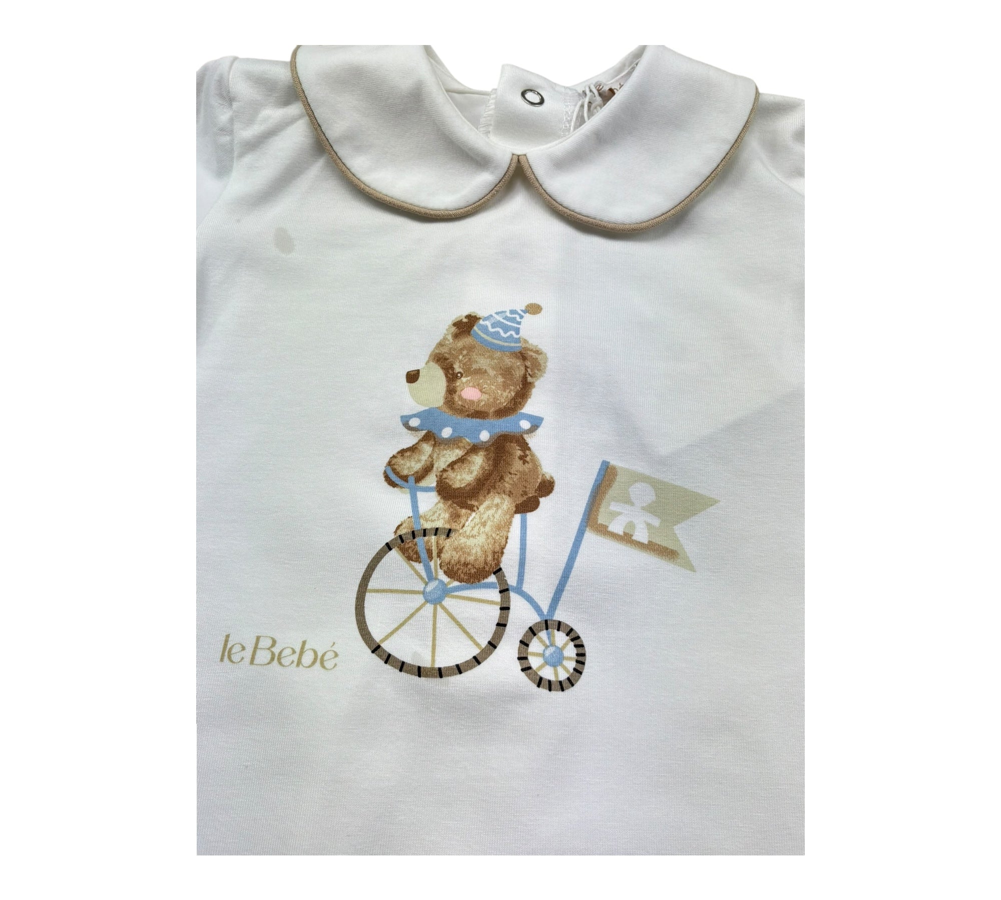 Le Bebe Pagliaccetto Mezza Manica Tinta Unita con Stampa per Neonato LBB5288 BIANCO LE BEBE 