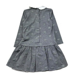 Le Bebe Abito Manica Lunga Tinta Unita con Fiocco per Bambina LBG1083 GRIGIO LE BEBE 