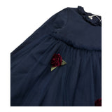 Le Bebe Abito Manica Lunga Tinta Unita con Tulle per Bambina LBG1122J BLU LE BEBE 