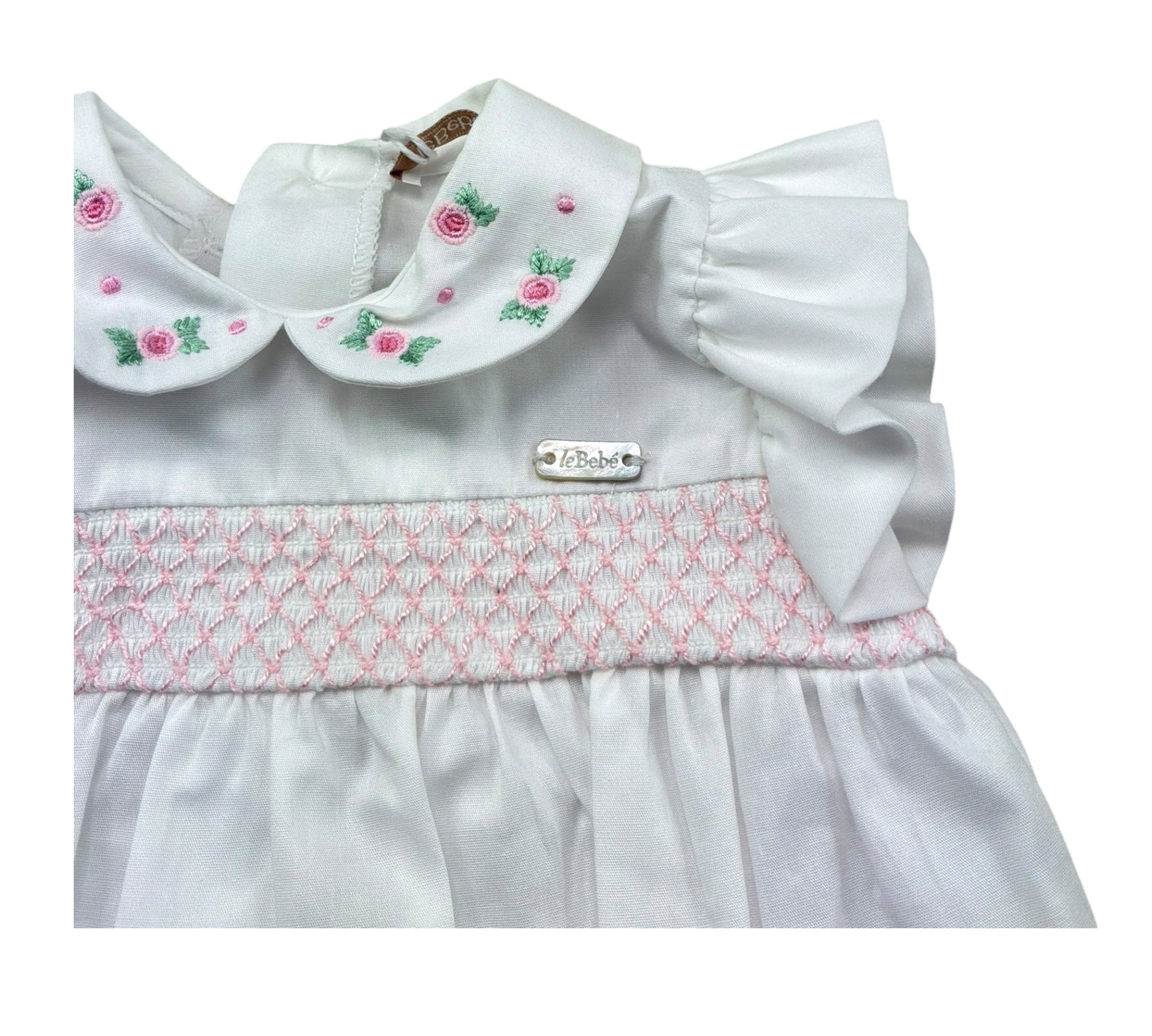 Le Bebe Pagliaccetto Mezza Manica Tinta Unita per Neonata LBG6225 BIANCO LE BEBE 