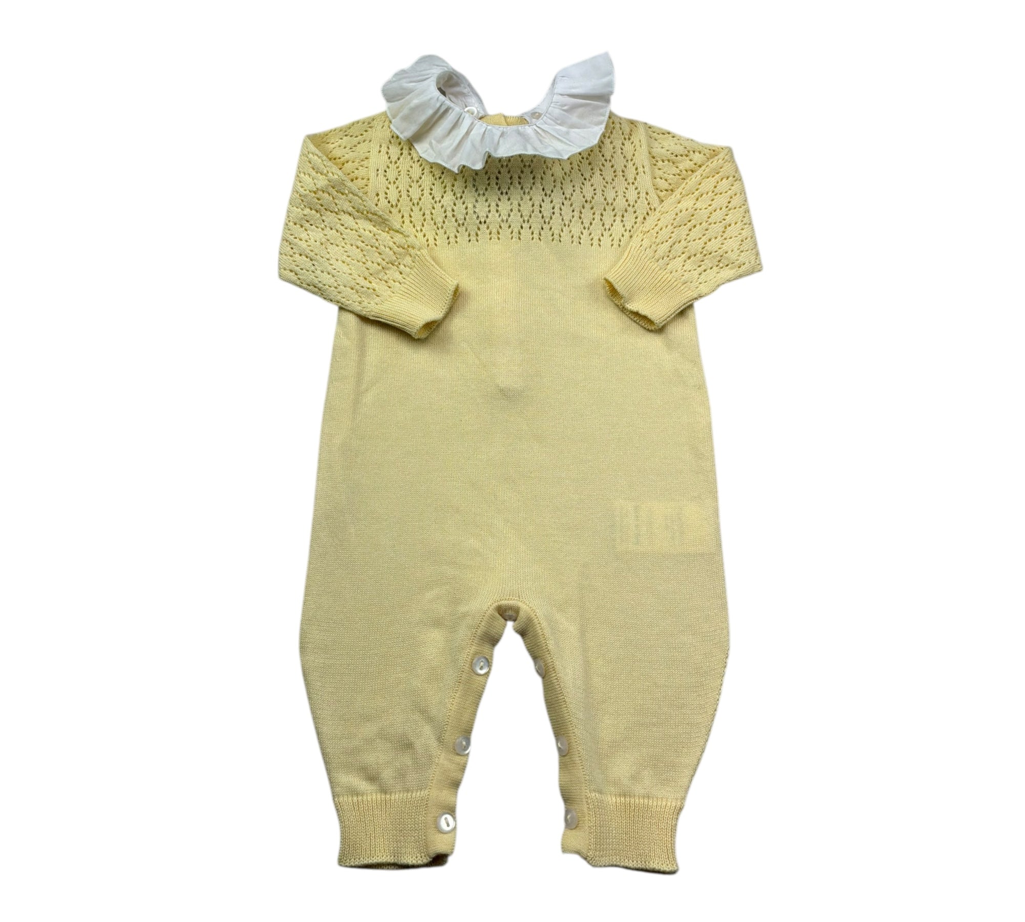 Le Bebe Tutina Manica Lunga Tinta Unita con Trafori per Neonata LBG6247 GIALLO LE BEBE 