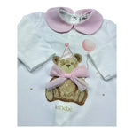 Le Bebe Tutina Manica Lunga Tinta Unita con Colletto E Stampa In Contrasto per Neonata LBG6263 BIANCO LE BEBE 