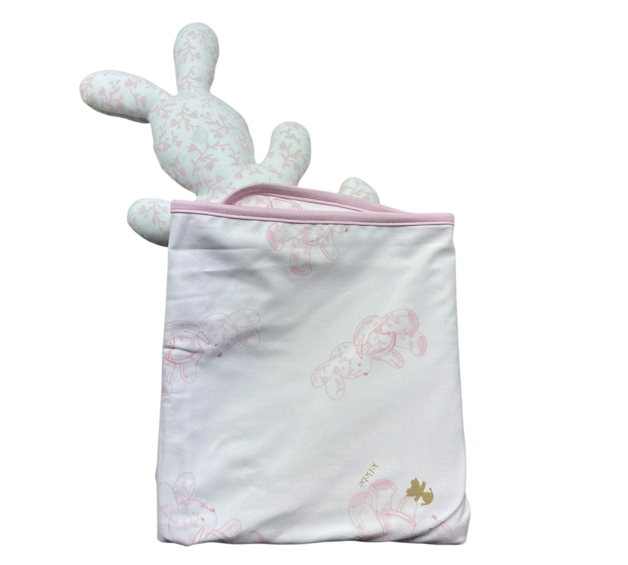 Le Bebe Coperta Bicolore con Stampe E Pupazzo per Neonata LBG6286 BIANCO/ROSA LE BEBE 