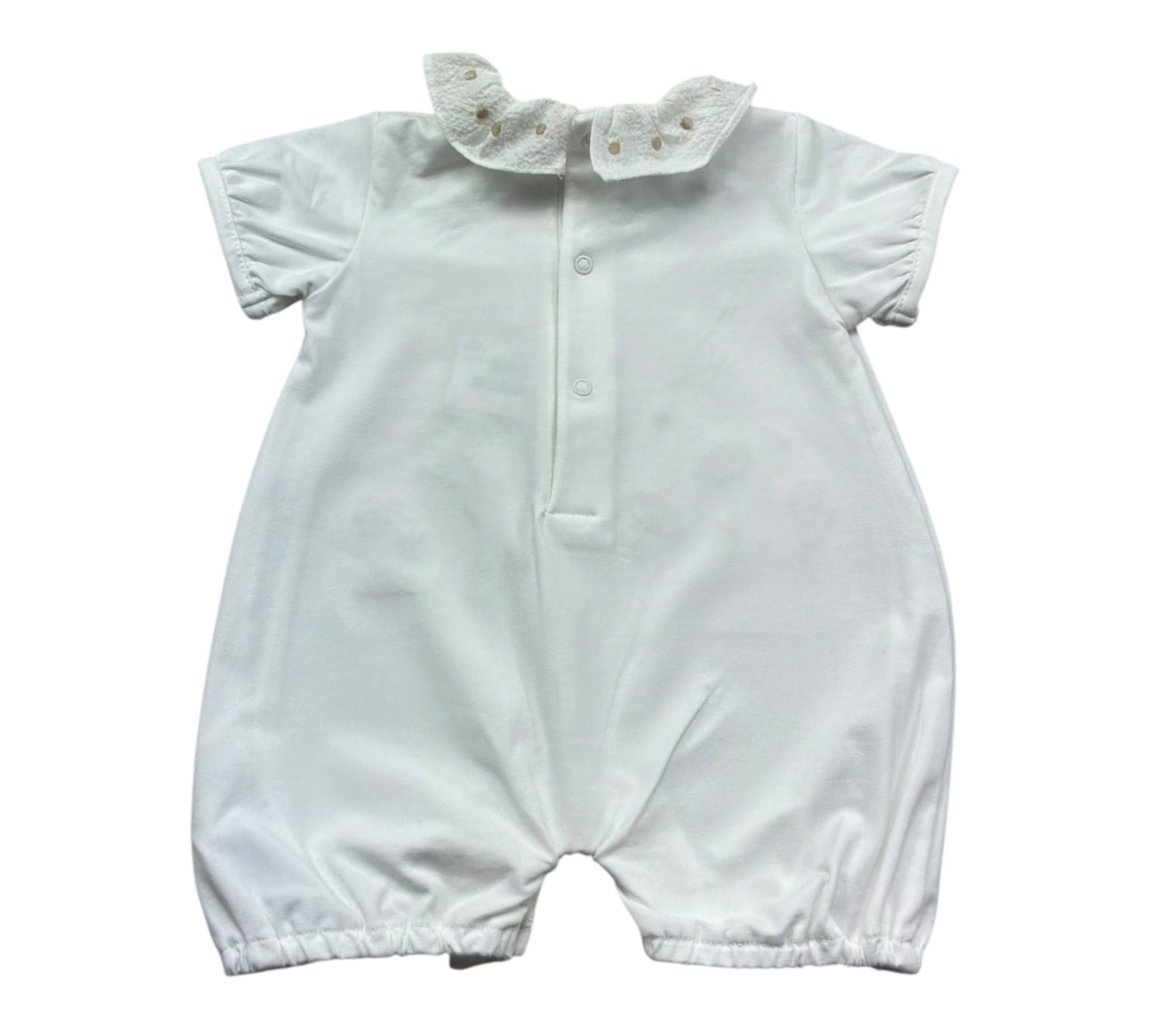 Le Bebe Pagliaccetto Mezza Manica Tinta Unita con Ricami per Neonata LBG6306 BIANCO LE BEBE 