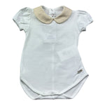 Le Bebe Body Mezza Manica Tinta Unita con Colletto per Neonata LBG6338 BIANCO LE BEBE 