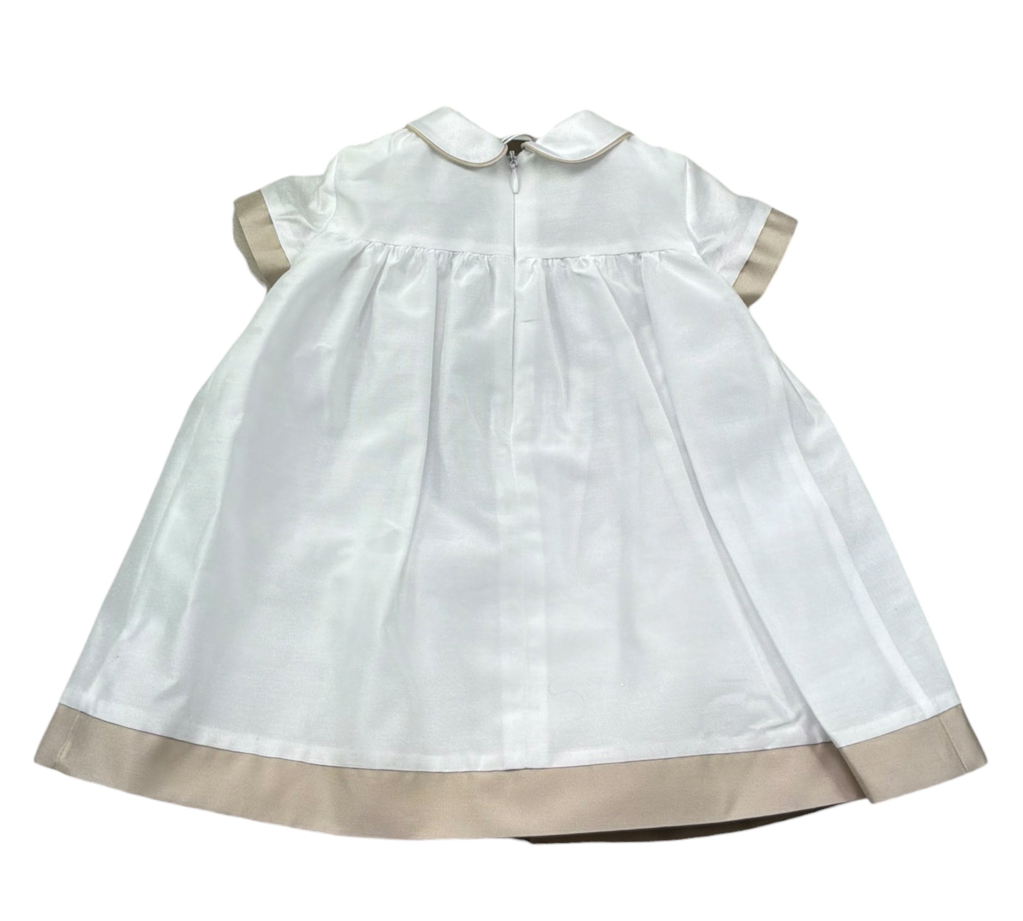 Le Bebe Abito Mezza Manica Tinta Unita con Profili In Contrasto per Neonata LBG6340 BIANCO LE BEBE 