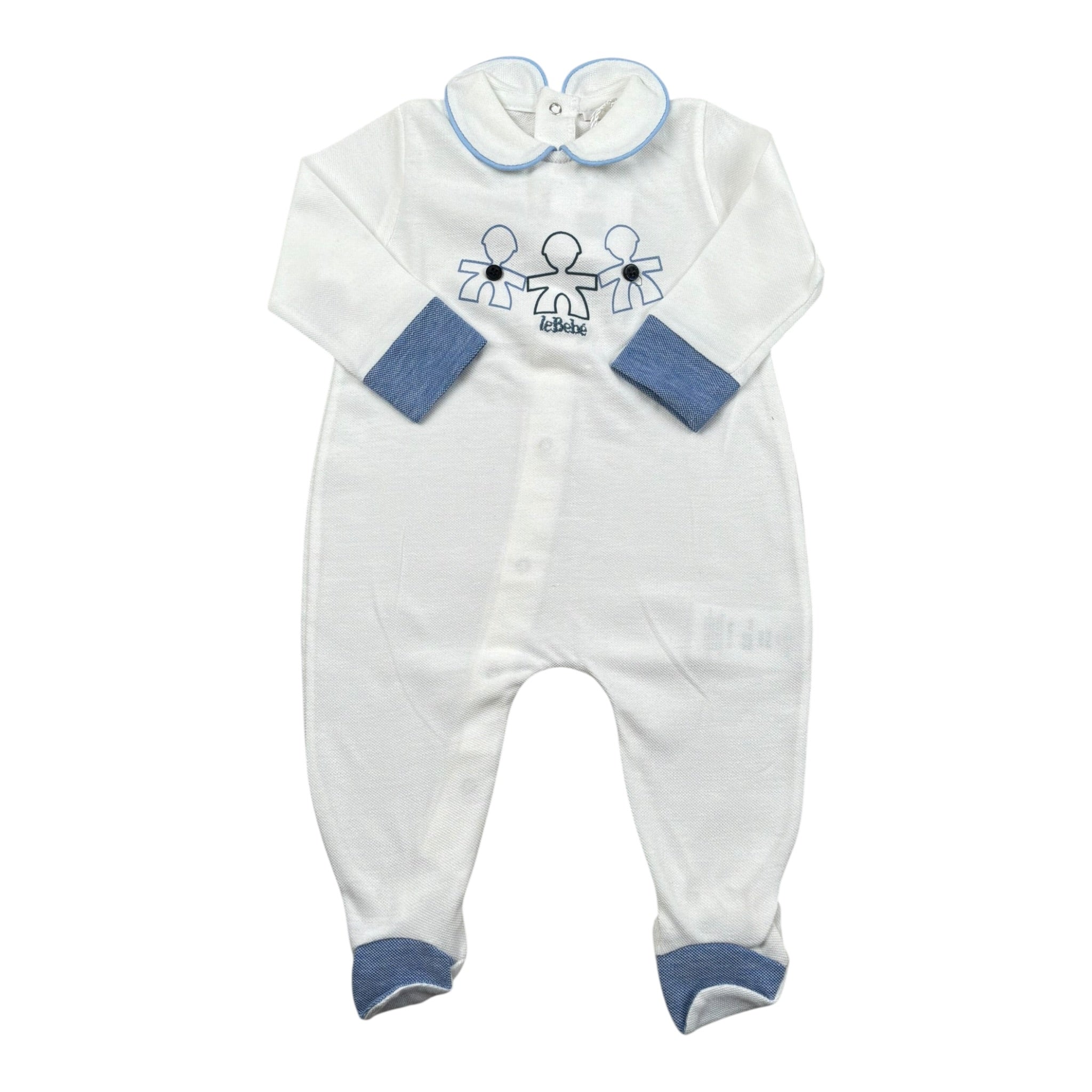 Le Bebe' Tutina Tinta Unita con Stampa per Neonato LBB1640 BIANCO LE BEBE' 