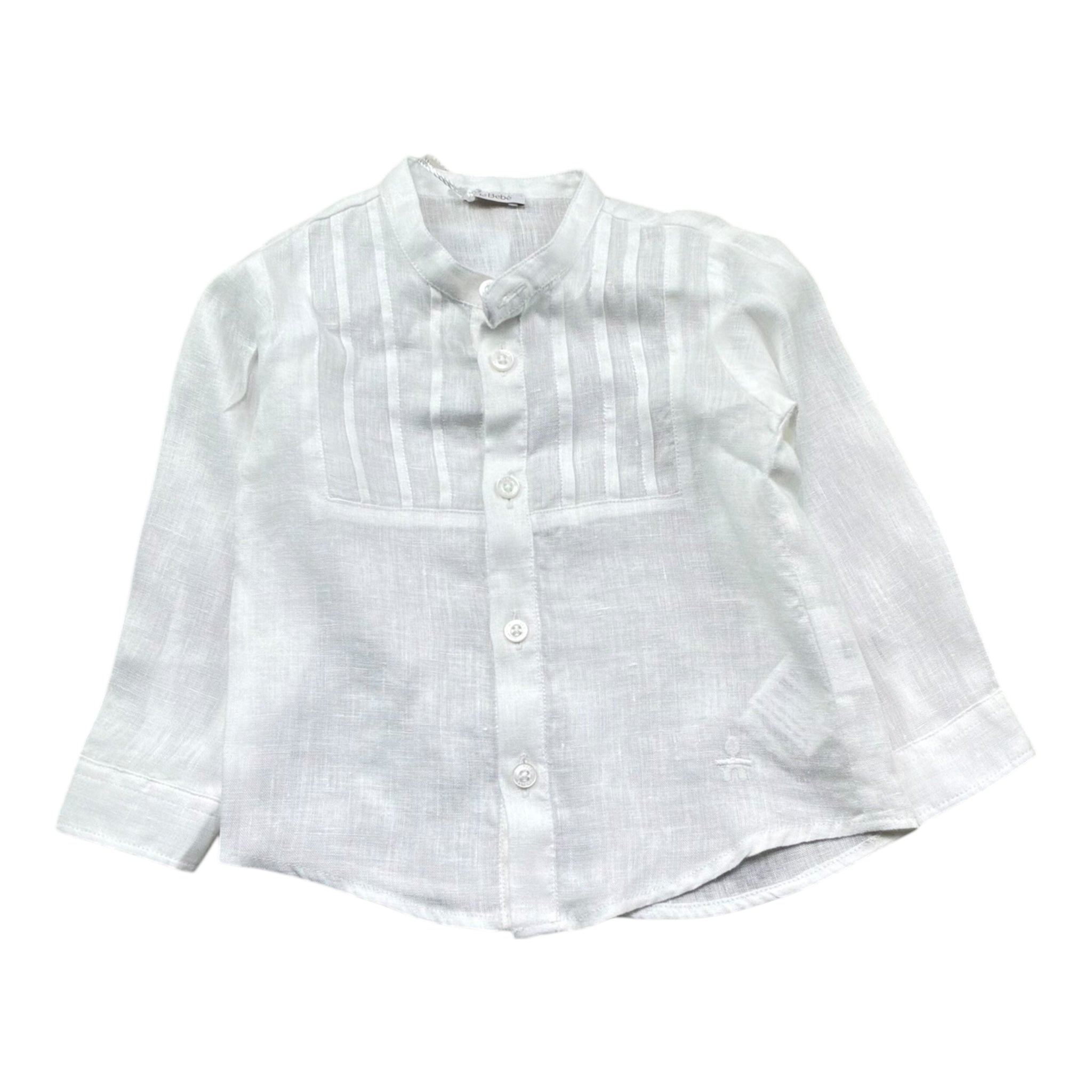 Le Bebe' Camicia Tinta Unita con Colletto Coreano per Neonato LBB5386 BIANCO LE BEBE' 