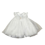 Le Bebe' Abito Cerimonia tinta unita con Tulle Bianco per Neonata LBG5201 BIANCO LE BEBE' 
