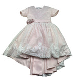 Le Bellissime di Allegra Abito Mezza Manica Tinta Unita con Ricami per Bambina A0453AB ROSA LE BELLISSIME DI ALLEGRA 