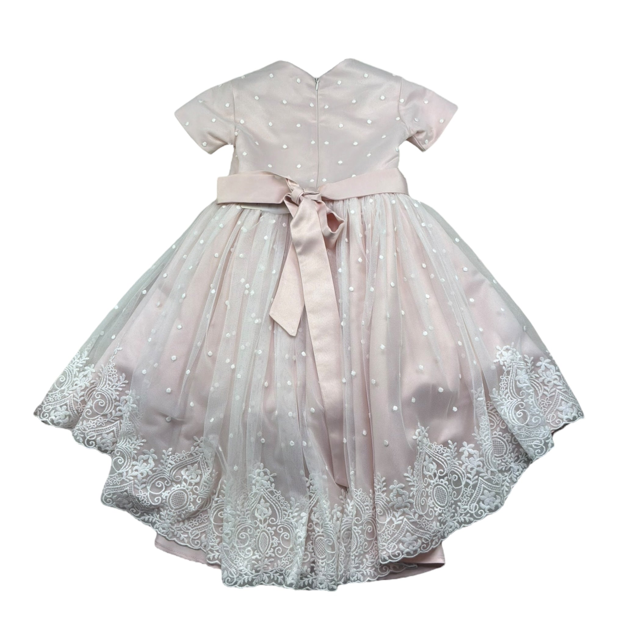 Le Bellissime di Allegra Abito Mezza Manica Tinta Unita con Ricami per Bambina A0453AB ROSA LE BELLISSIME DI ALLEGRA 
