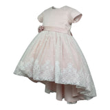 Le Bellissime di Allegra Abito Mezza Manica Tinta Unita con Ricami per Bambina A0453AB ROSA LE BELLISSIME DI ALLEGRA 