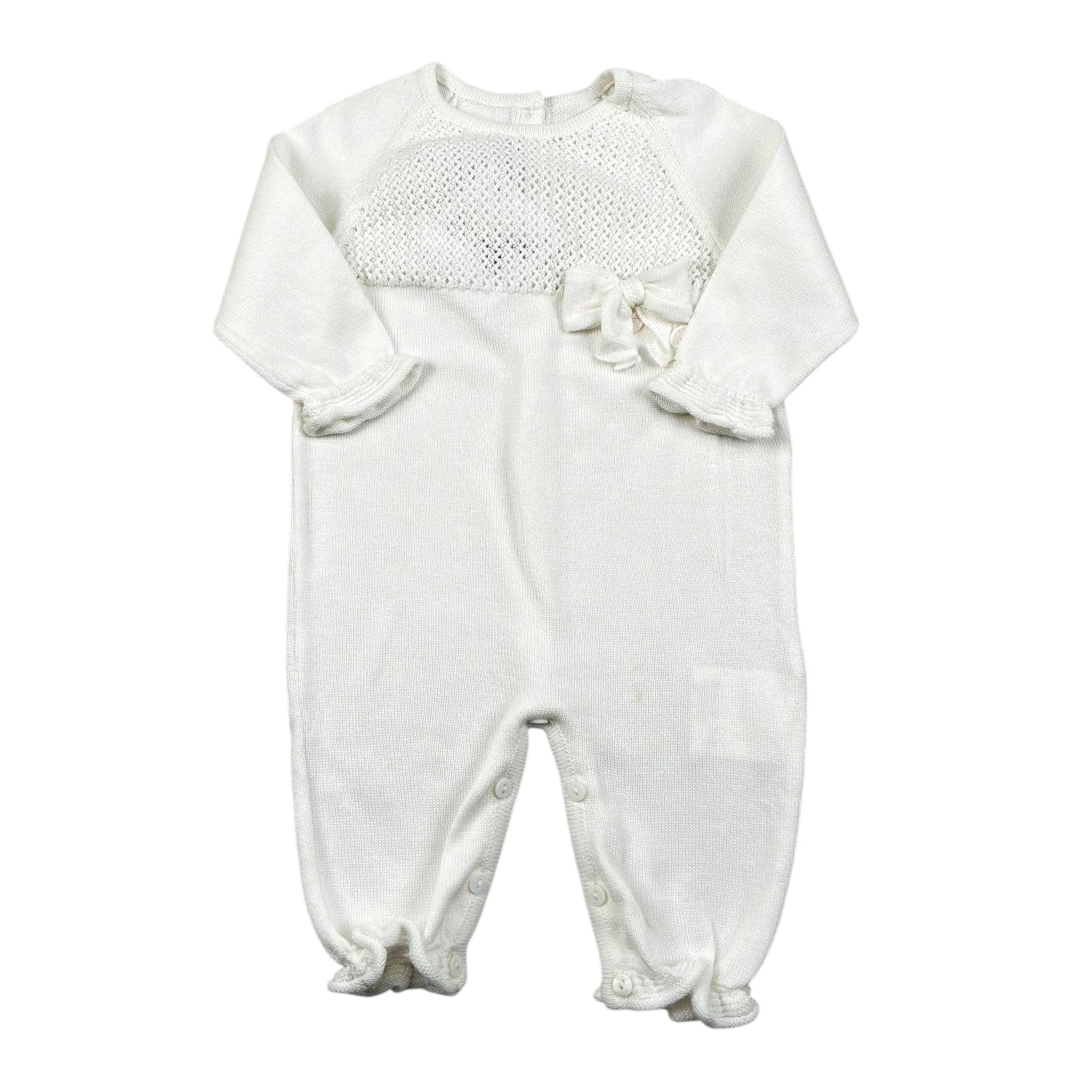 Le Coconne Tutina Tinta Unita con Applicazione Fiocco per Neonata LCN0586 PANNA LE COCONNE 