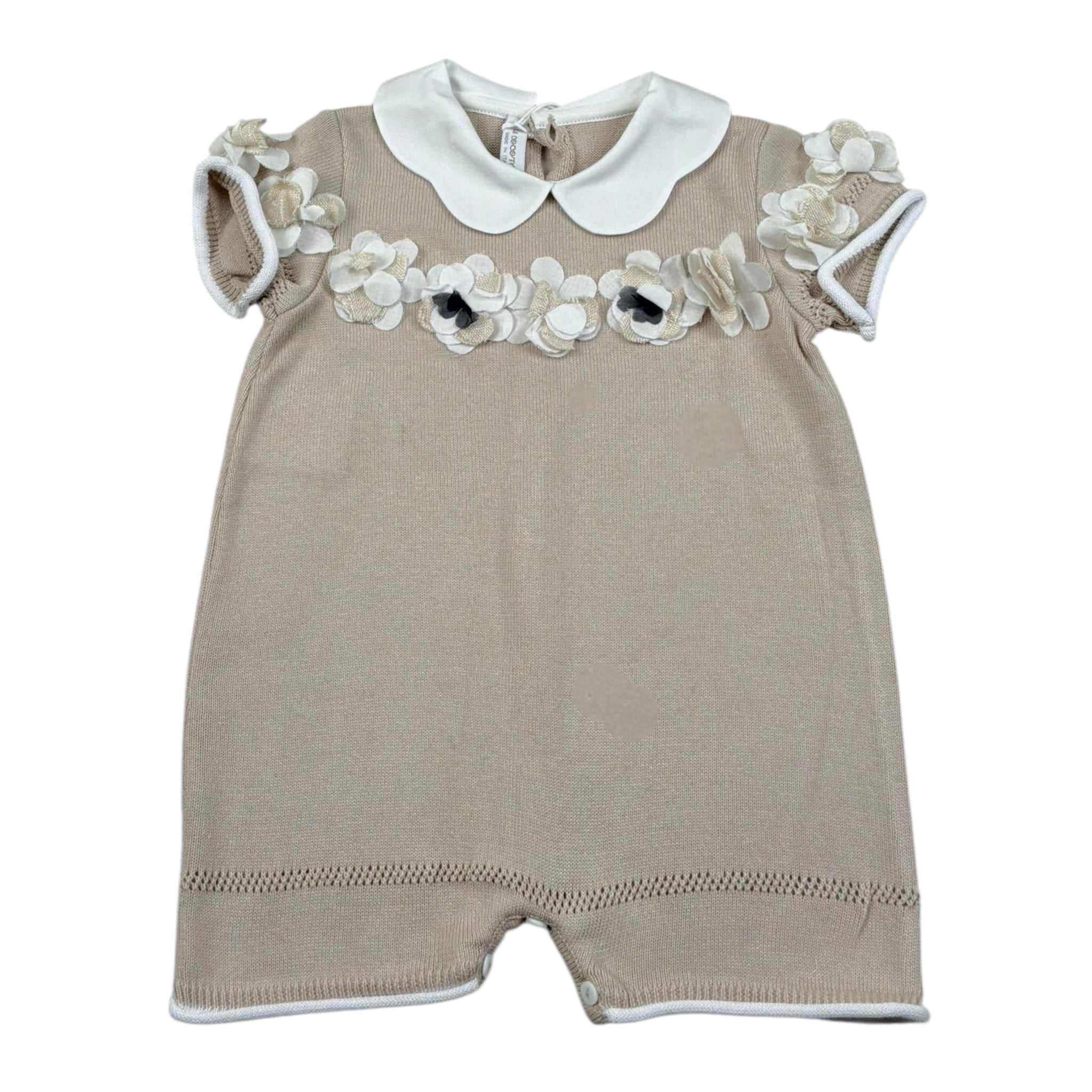 Le Coconne Pagliaccetto Tinta Unita con Applicazioni per Neonata LCN2449 BEIGE LE COCONNE 