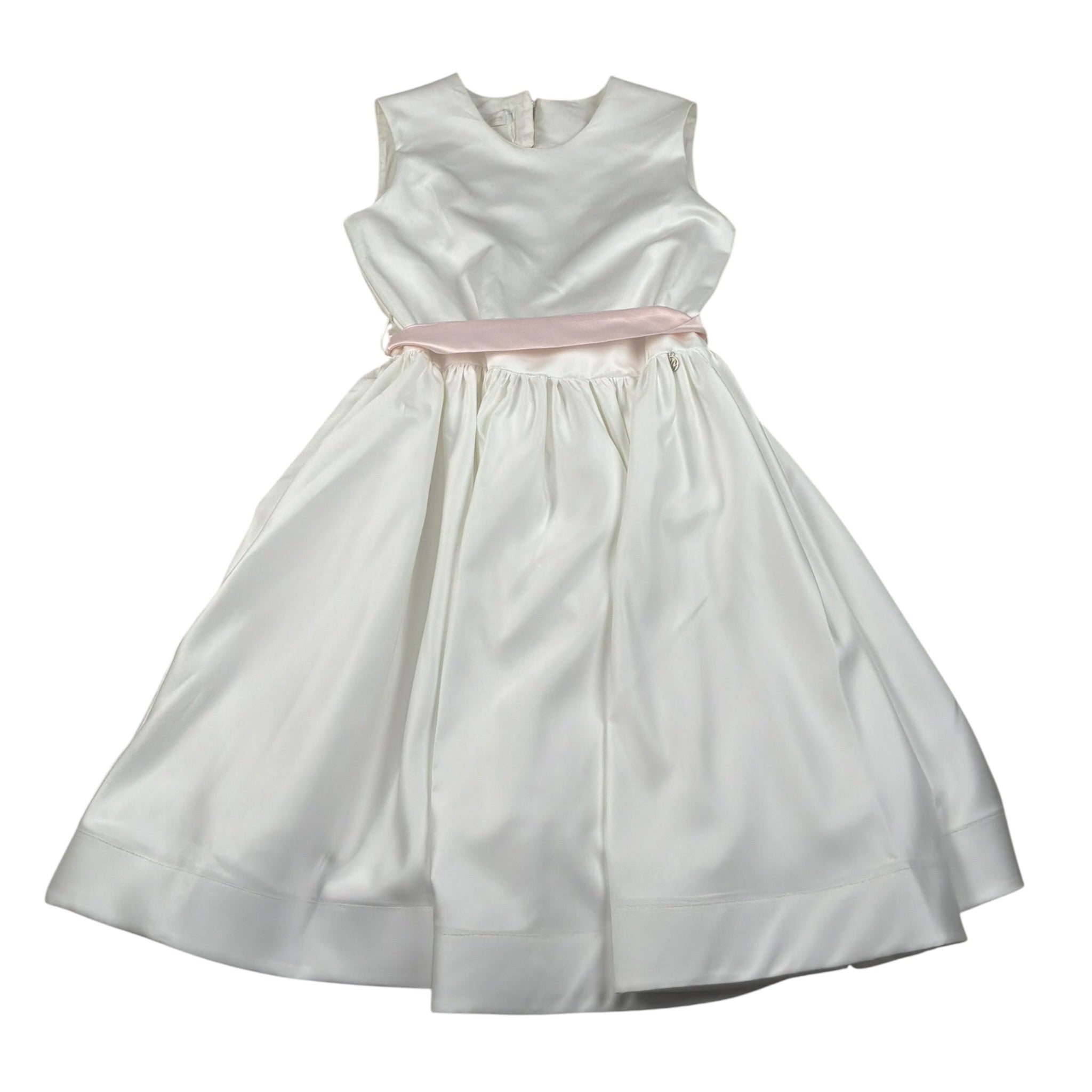 Les Gamins Abito Giromanica Tinta Unita con Cinturino per Bambina LG231020R BIANCO LES GAMINS 