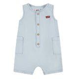 Levi'S Pagliaccetto Tinta Unita In Denim Giromanica per Neonato 6EK229 AZZURRO LEVI'S 