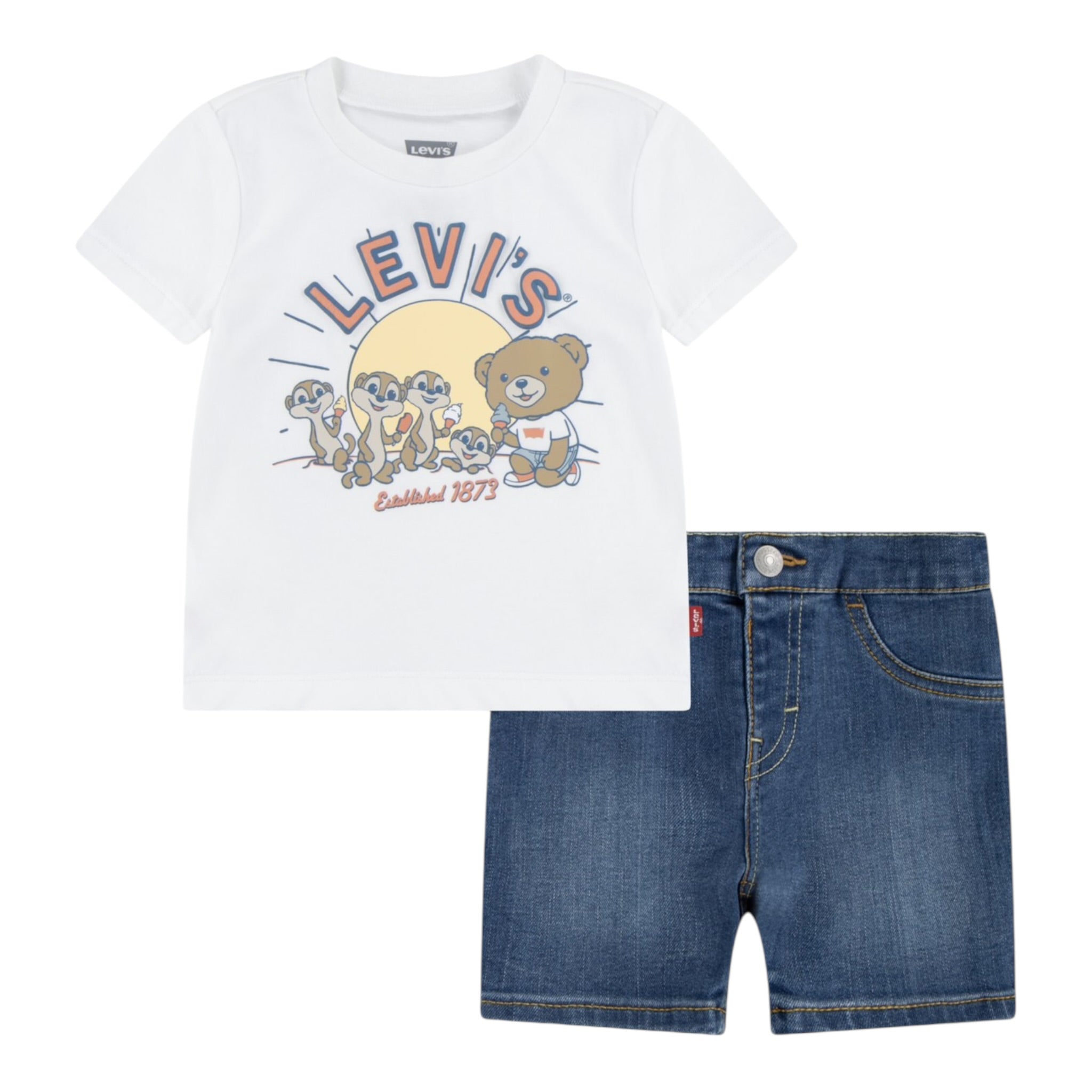 Levi'S Completo 2 Pezzi T-Shirt-Bermuda Bicolore per Neonato 6EM344 BIANCO LEVI'S 