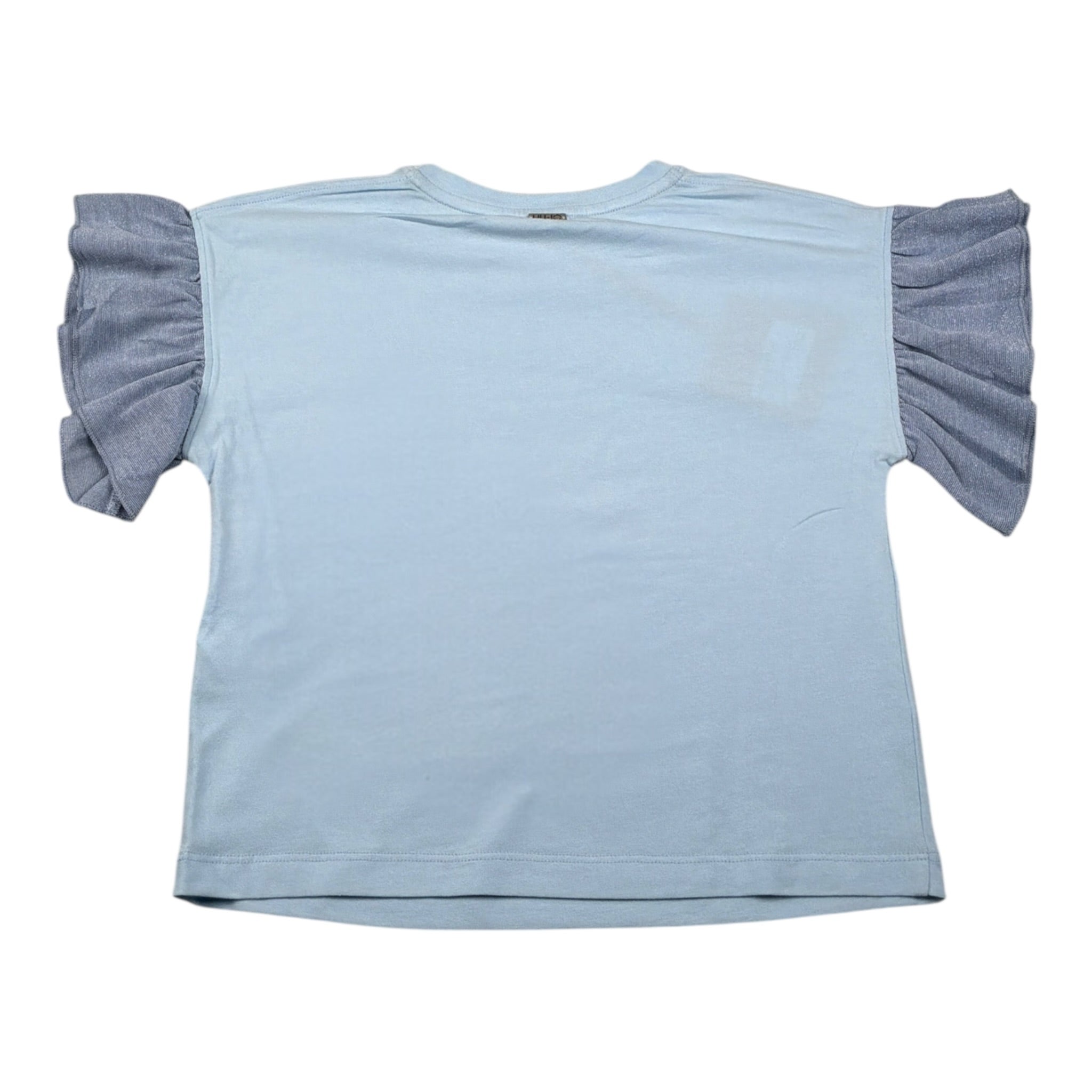 Liu Jo T-Shirt Girocollo tinta unita con Balze Azzurro per Bambina GA3212 AZZURRO LIU JO 