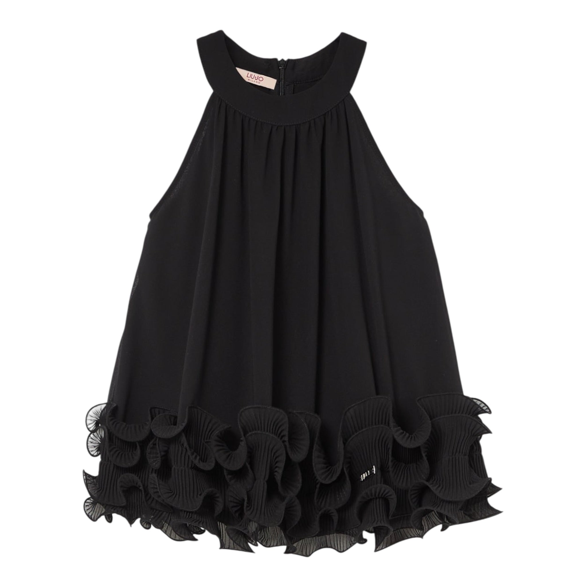 Liu Jo Top tinta unita con Balze Nero per Bambina GA4232 NERO LIU JO 