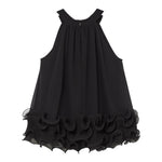 Liu Jo Top tinta unita con Balze Nero per Bambina GA4232 NERO LIU JO 