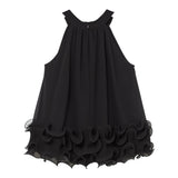 Liu Jo Top tinta unita con Balze Nero per Bambina GA4232 NERO LIU JO 
