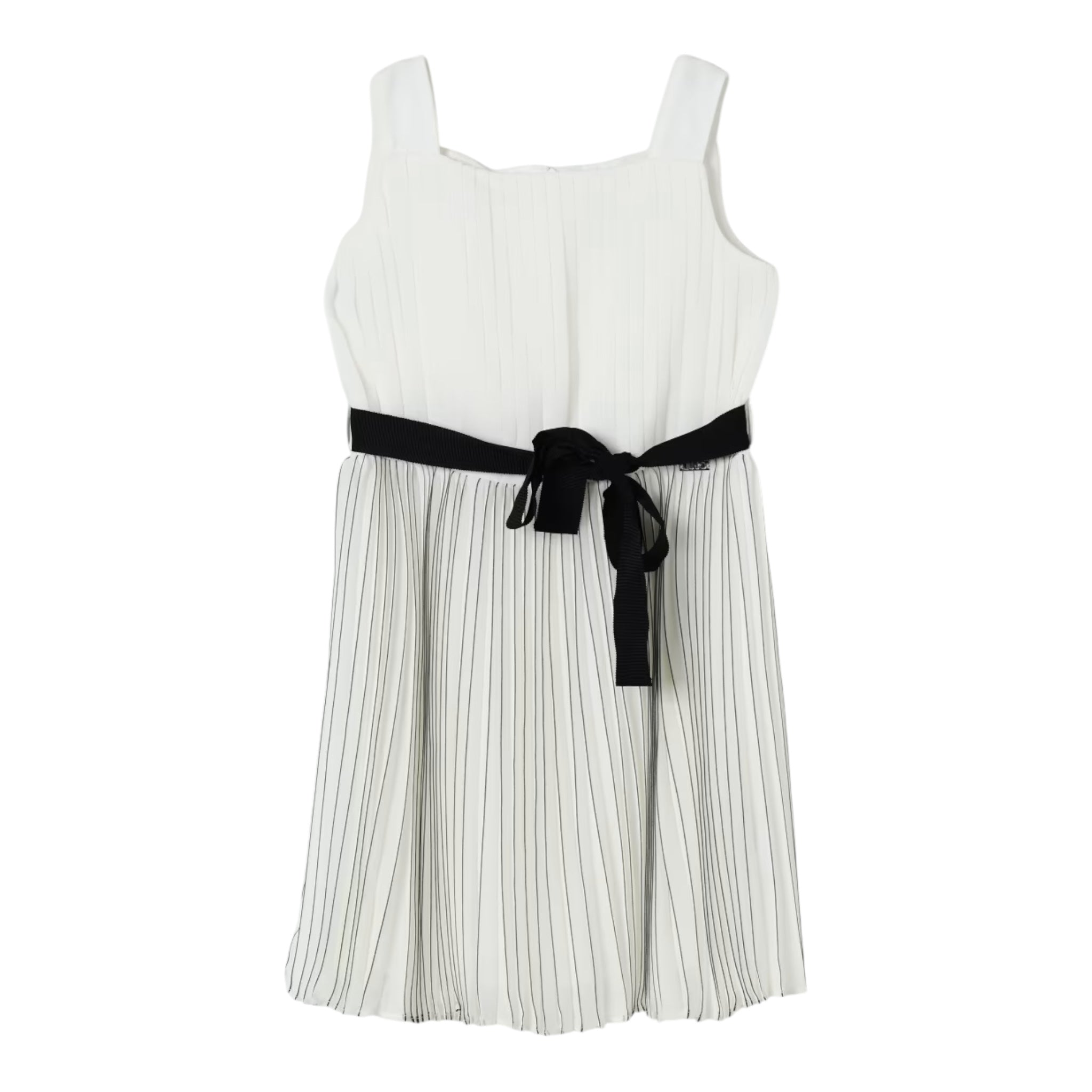 Liu Jo Abito Tinta Unita con Cintura E Fantasia A Righe per Bambina GA5070X BIANCO LIU JO 
