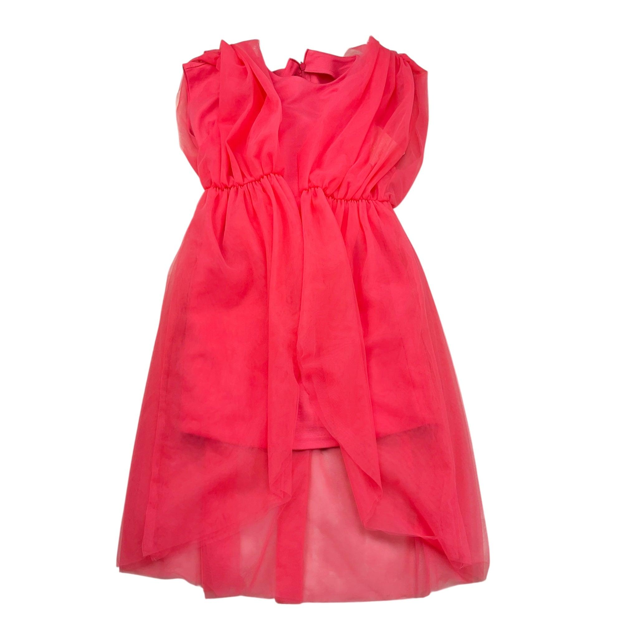 Liu Jo Abito Tinta Unita con Tulle E Cintura per Bambina GA5147 CORALLO LIU JO 