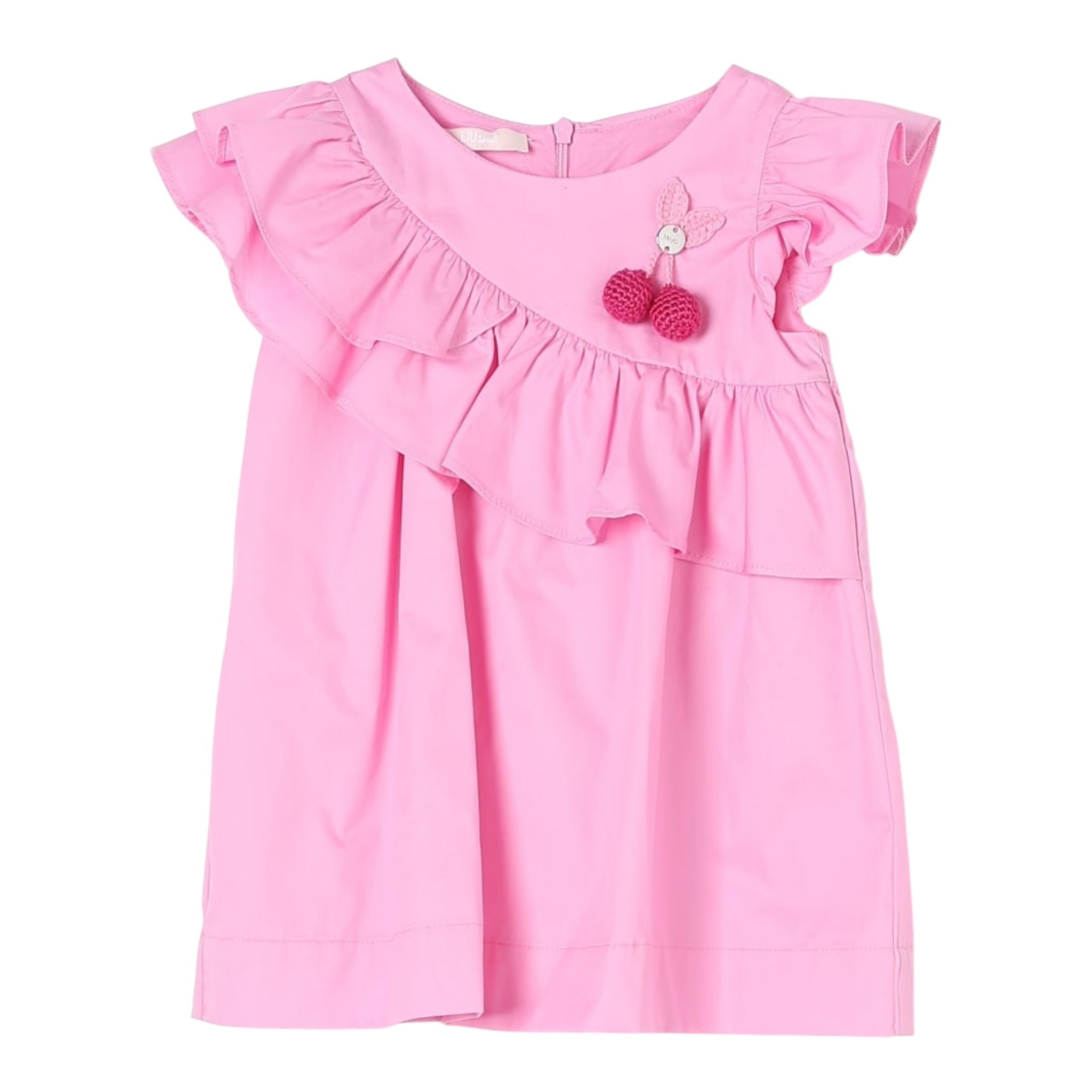 Liu Jo Abito Mezza Manica Tinta Unita con Applicazioni Ciliegie per Neonata HA5025 ROSA LIU JO 