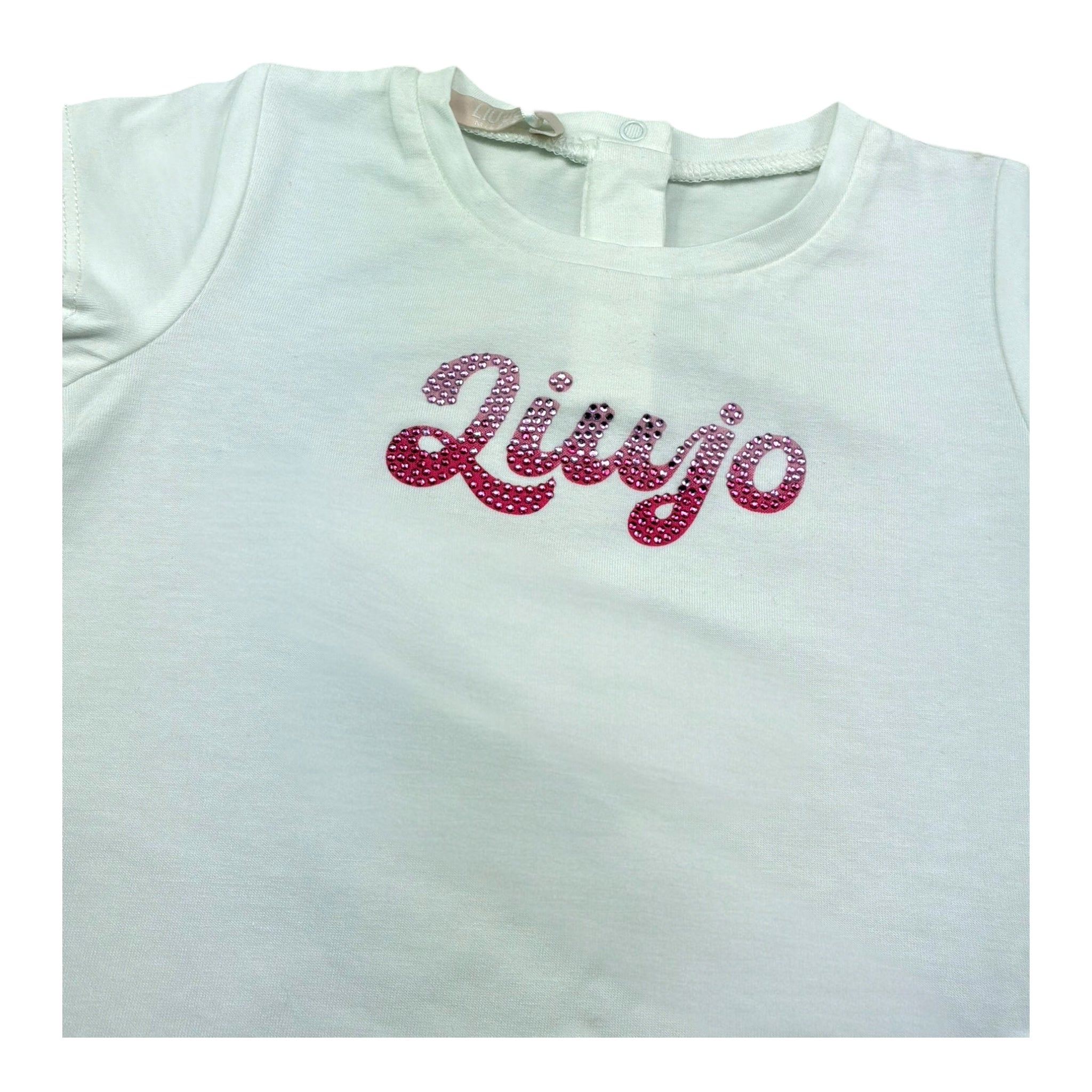 Liu Jo T-Shirt Girocollo Tinta Unita con Brillantini per Neonata HA5037 BIANCO LIU JO 