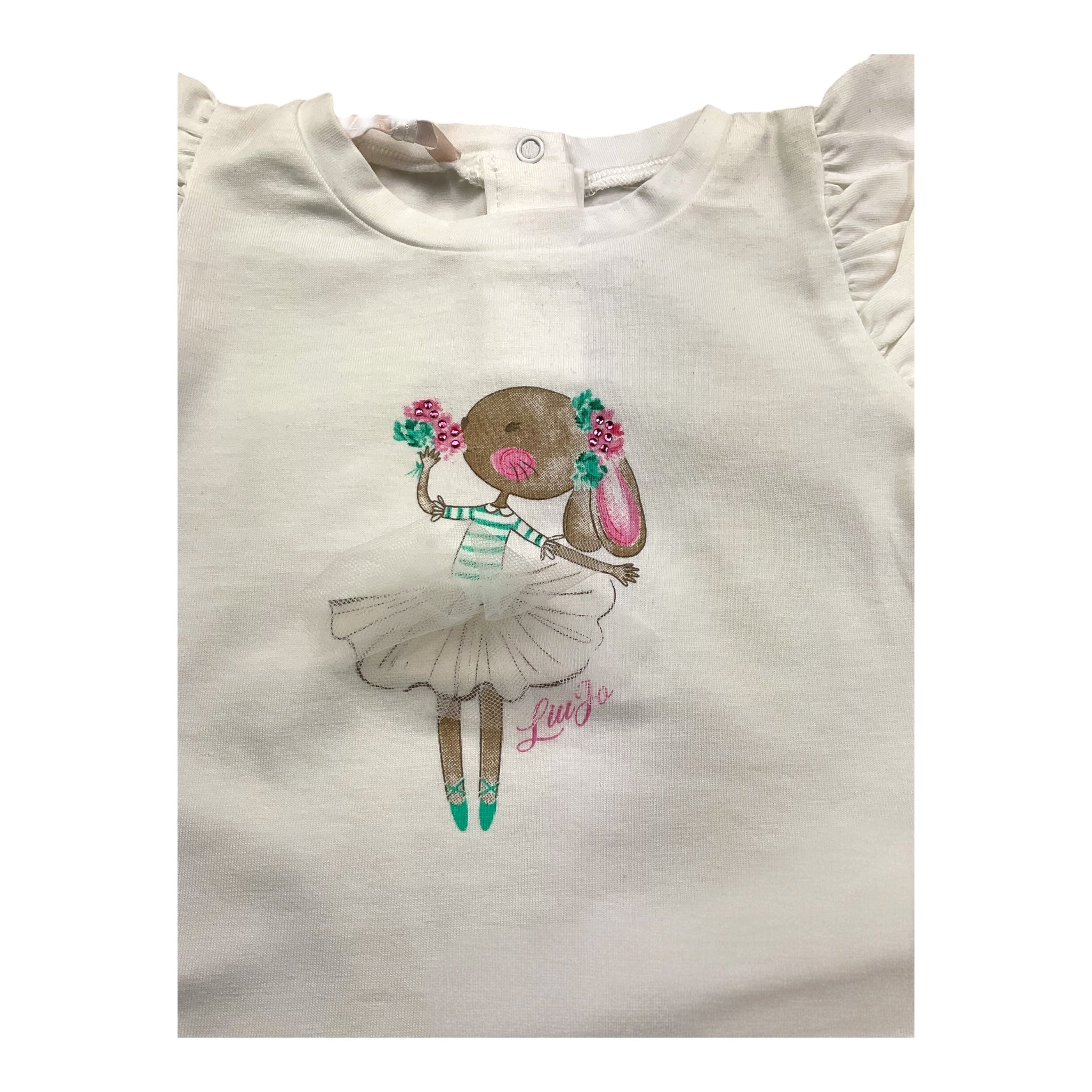 Liu Jo T-Shirt Tinta Unita Girocollo con Stampa per Neonata HA5064 BIANCO LIU JO 