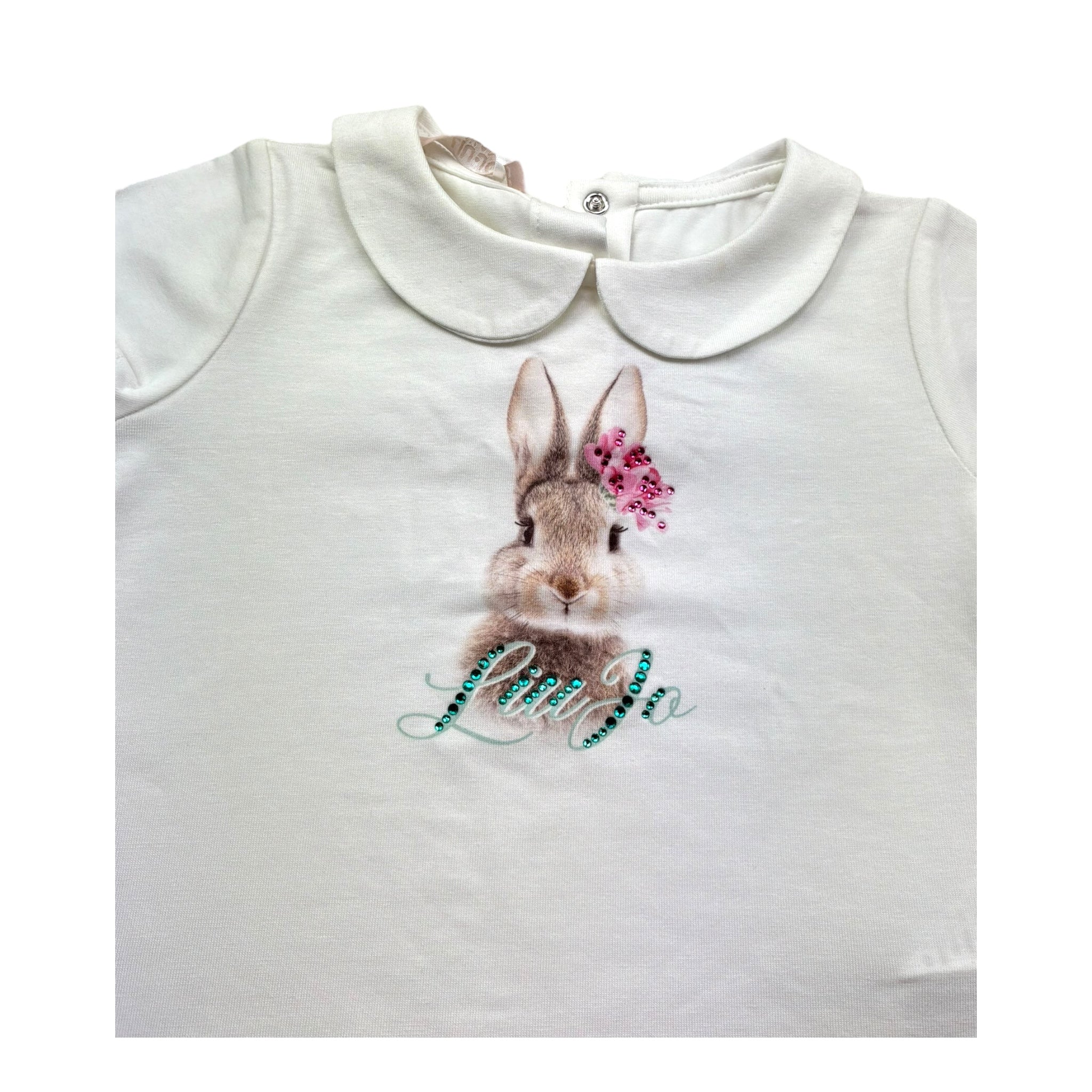 Liu Jo T-Shirt Girocollo Tinta Unita con Stampa per Neonata HA5065 BIANCO LIU JO 