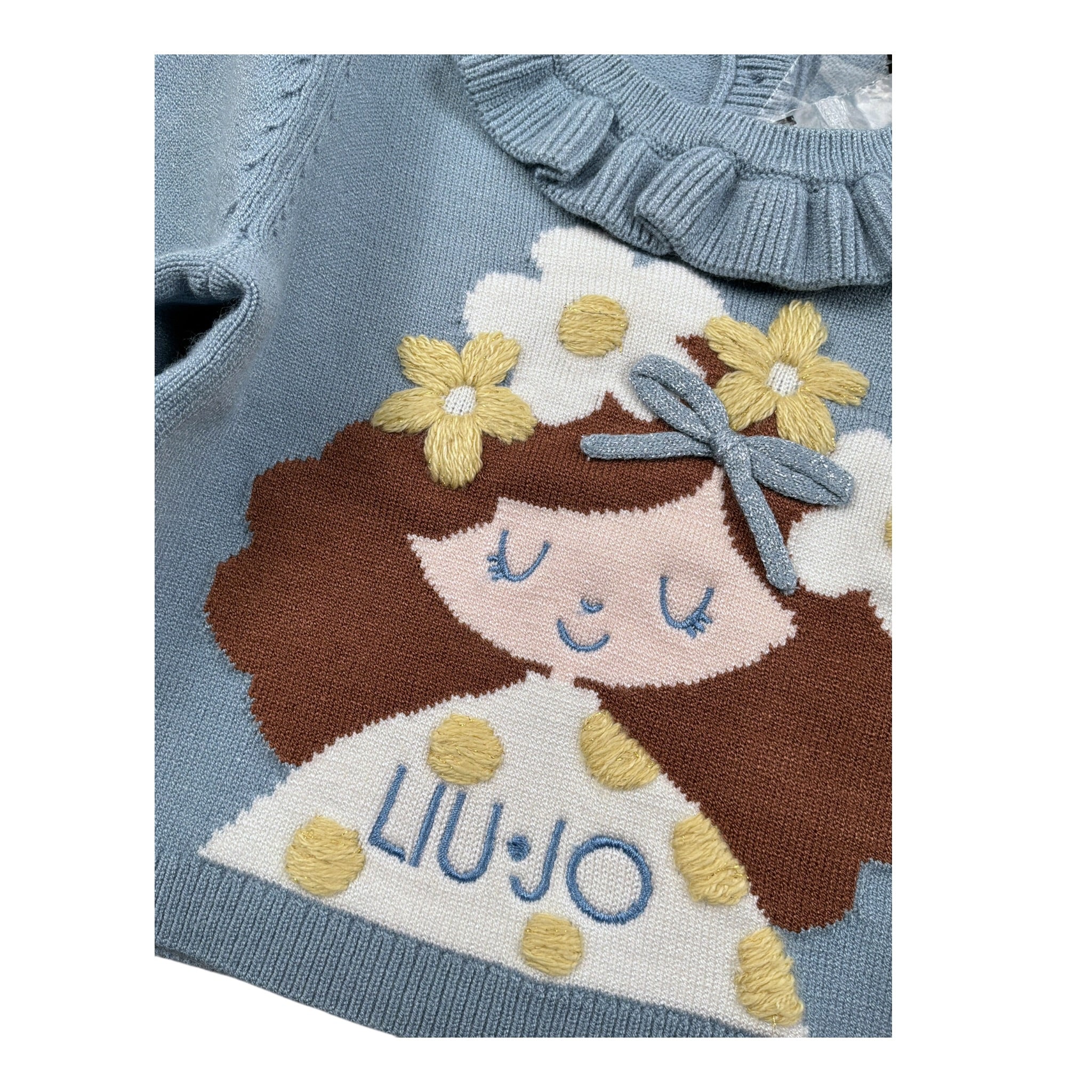 Liu Jo Maglia tinta unita con Ricami Azzurro per Neonata HF5071 AZZURRO LIU JO 