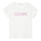 Liu Jo T-Shirt Girocollo Tinta Unita con Brillantini per Neonata KA5081NX BIANCO LIU JO 
