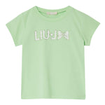 Liu Jo T-Shirt Girocollo Tinta Unita con Brillantini per Bambina KA5081XX VERDE LIU JO 
