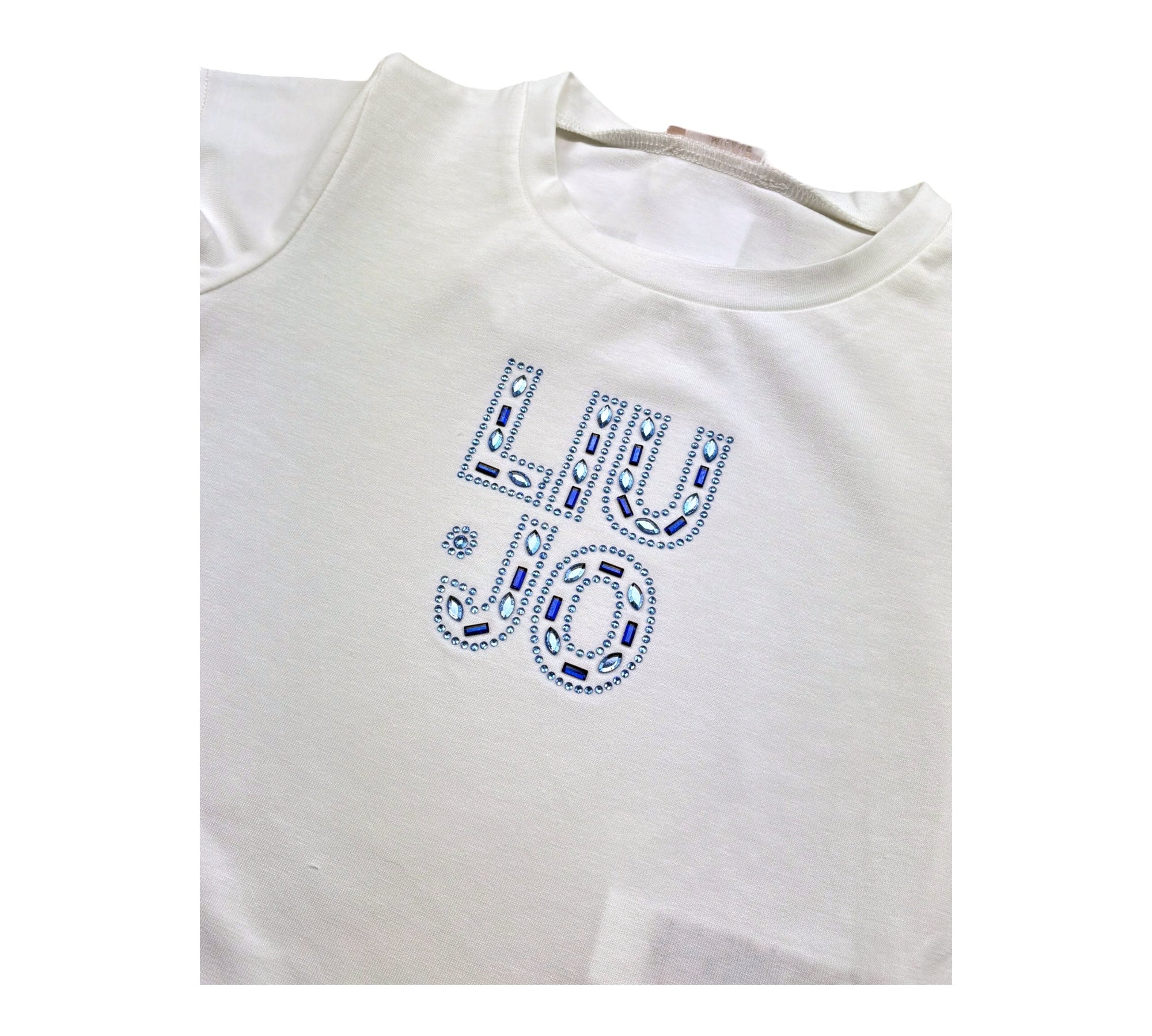 Liu Jo T-Shirt Girocollo Tinta Unita con Brillantini per Bambina KA5094XX BIANCO LIU JO 