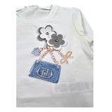 Liu Jo Shirt Girocollo tinta unita con Brillantini Bianco per Neonata KF5076J0088 BIANCO LIU JO 