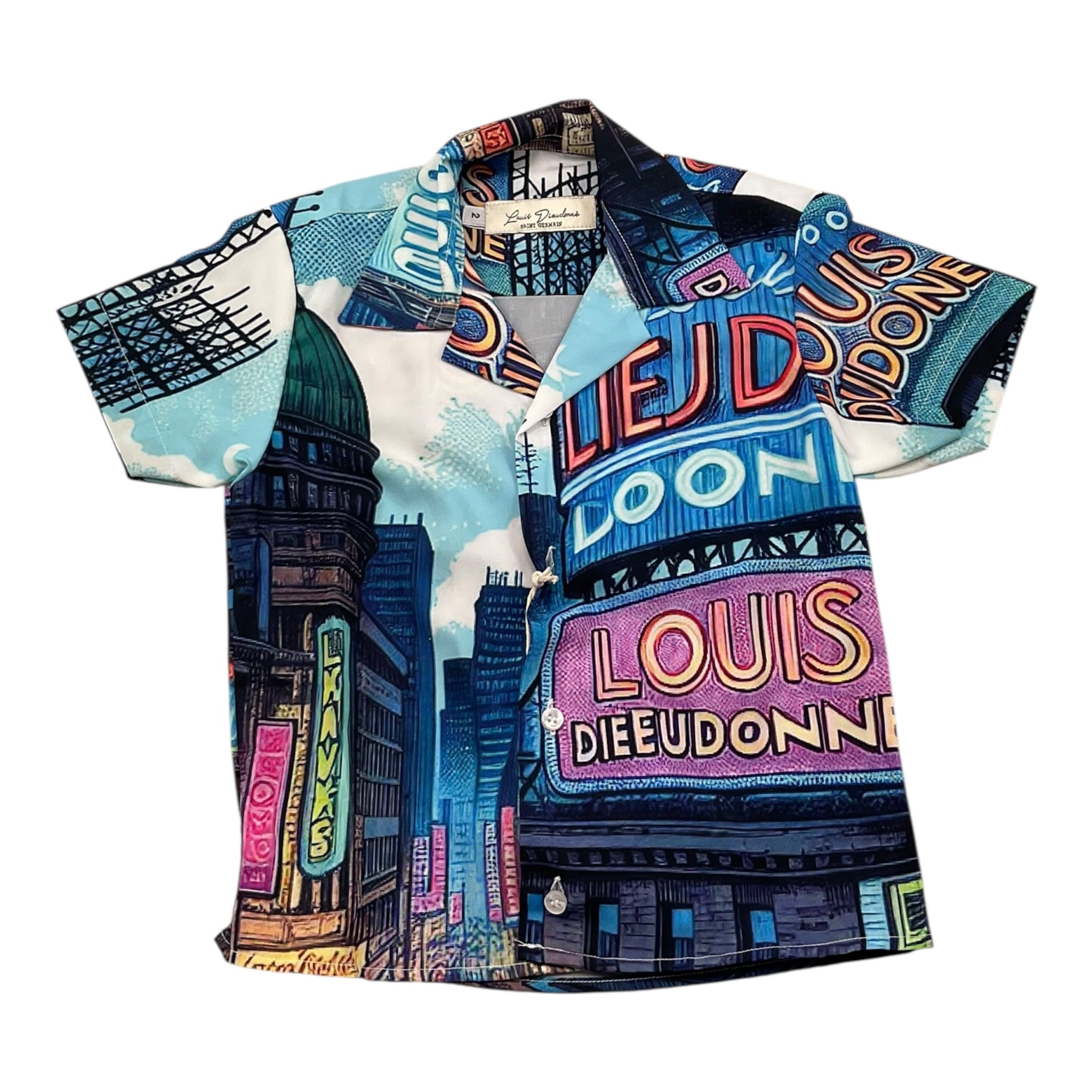 Louis Dieudonne' Camicia Mezza Manica Tinta Unita con Stampa per Bambino LD0111 BLU LOUIS DIEUDONNE' 